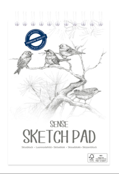 Sense artist skitseblok med topspiral A5 140 g / 60 bl.