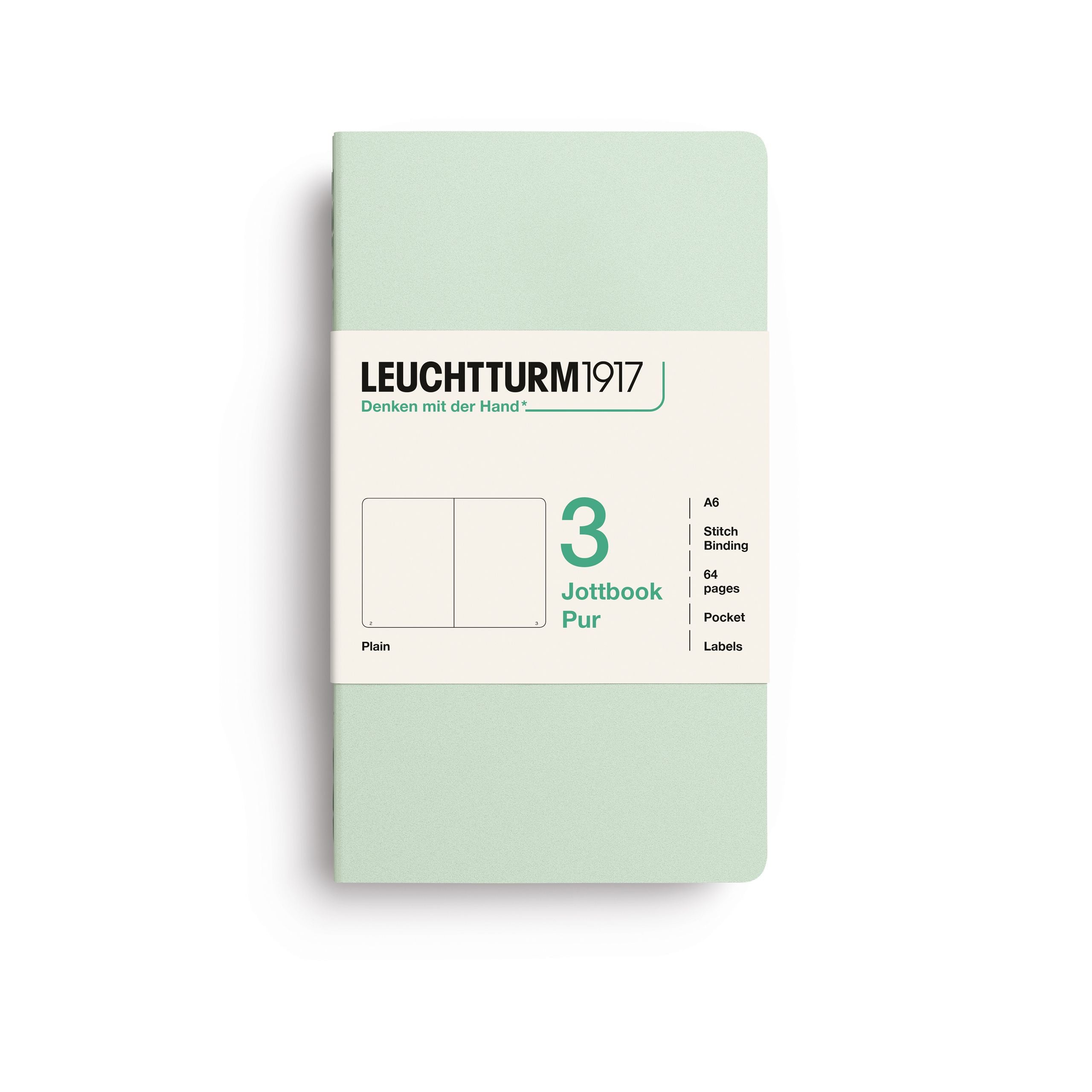 Leuchtturm1917 Jottbook A6, Blank Mint Green 3 stk