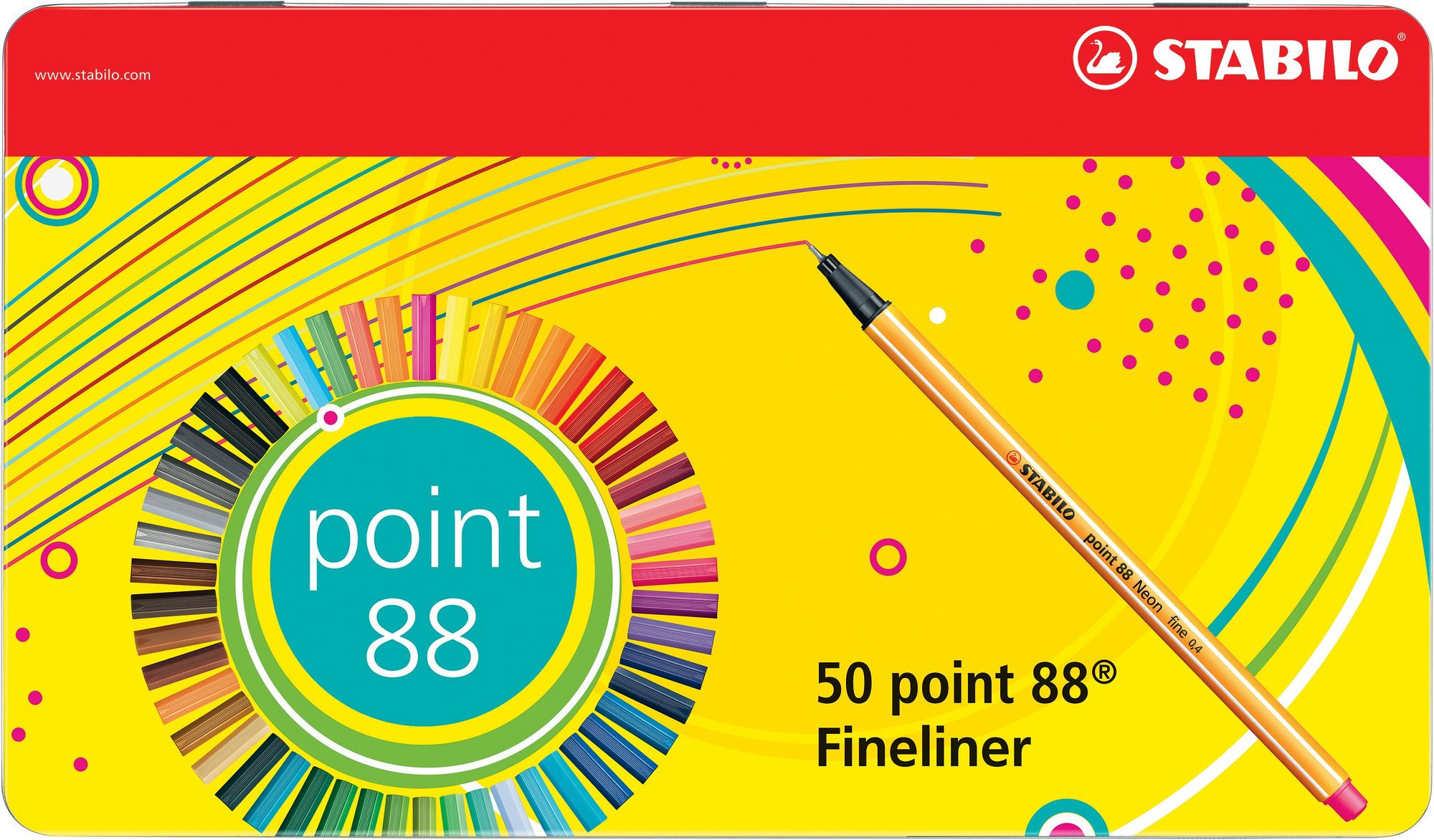 STABILO Pen 88 Premium fineliner, 50 tuscher i metaletui