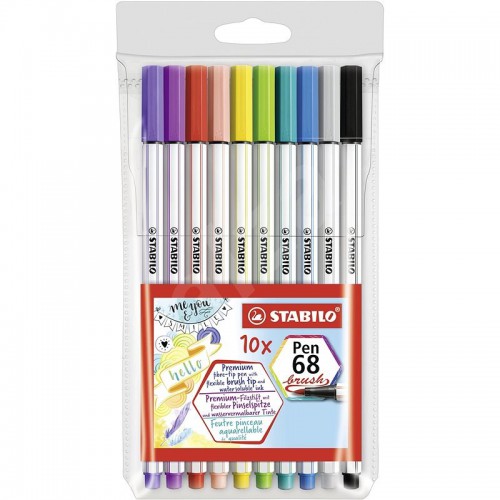 STABILO PEN 68 BRUSH 10STK ASS