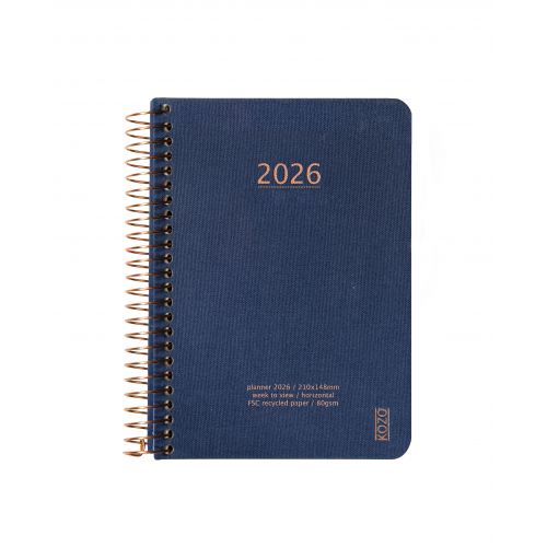 KOZO - Kalender 2026 A6 Uge per opslag Navy