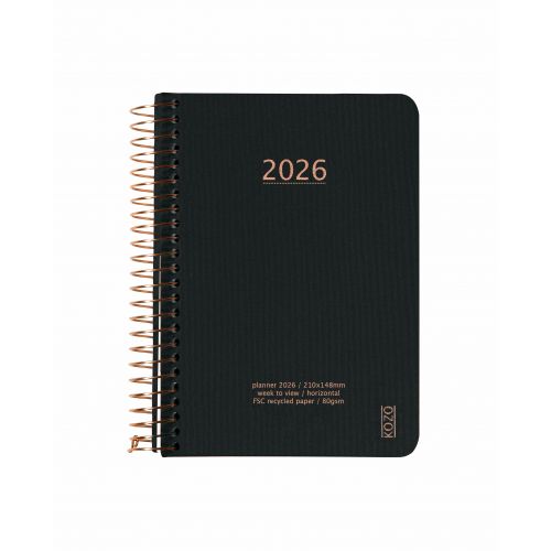 KOZO - Kalender 2026 A6 Uge per opslag Black