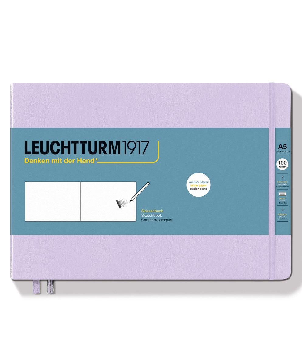 Leuchtturm1917 - Hardcover Skitsebog, Landscape, A5, 150g, Lilac / Syren lilla