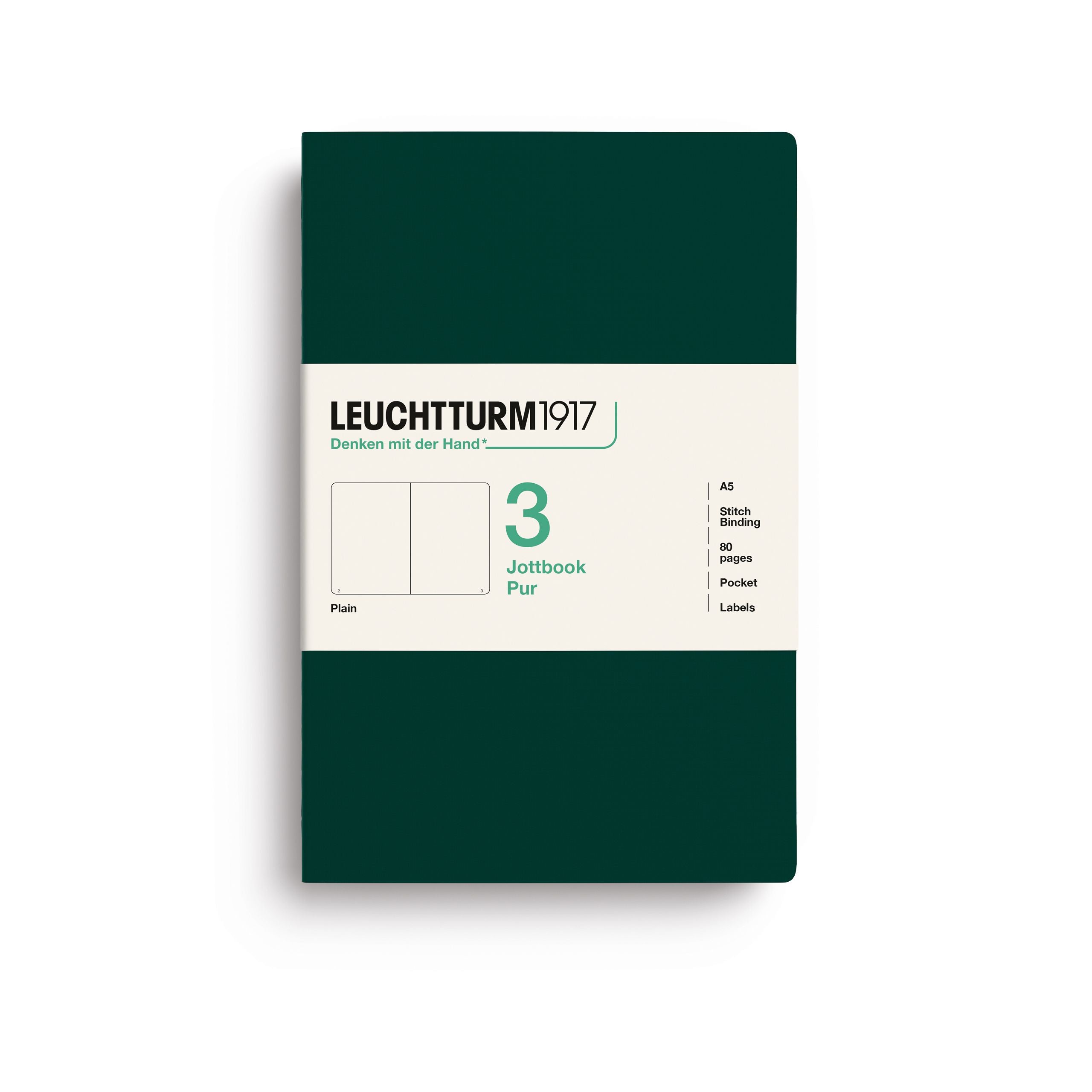 Leuchtturm1917 Jottbook A5, Blank Forest Green 3 stk