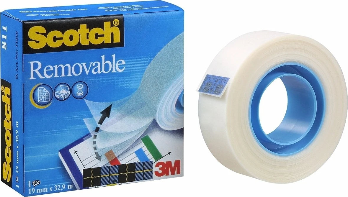 3M Tape Scotch Magic Tape 811 Aftagelig 19mm 33m