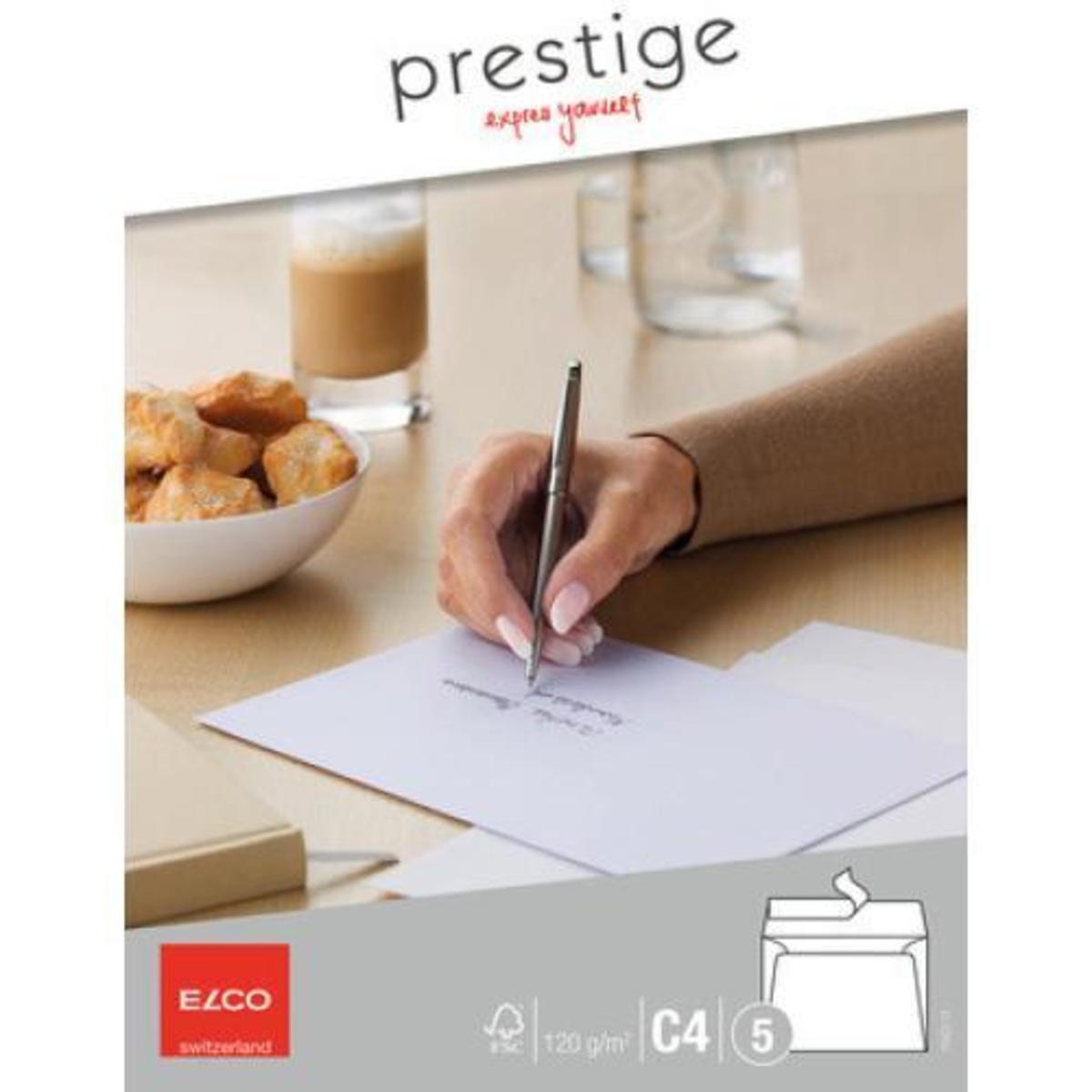 Prestige - Kuverter Hvid C4 Peel & Seal 5 stk