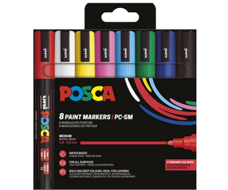 Posca Pen PC-5M - 1.8 - 2.5 mm - sæt med 8 stk.