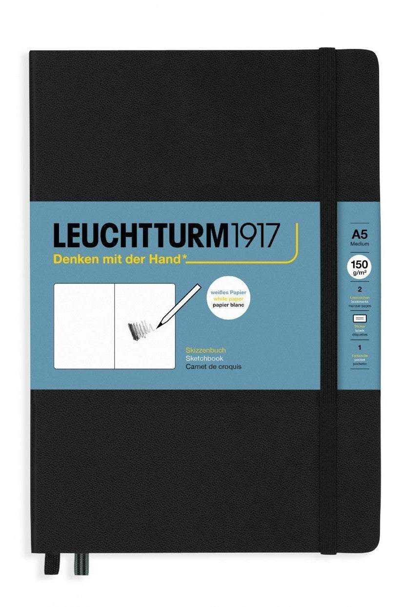Leuchtturm1917 - Hardcover Skitsebog, A5, 150g, Black / Sort
