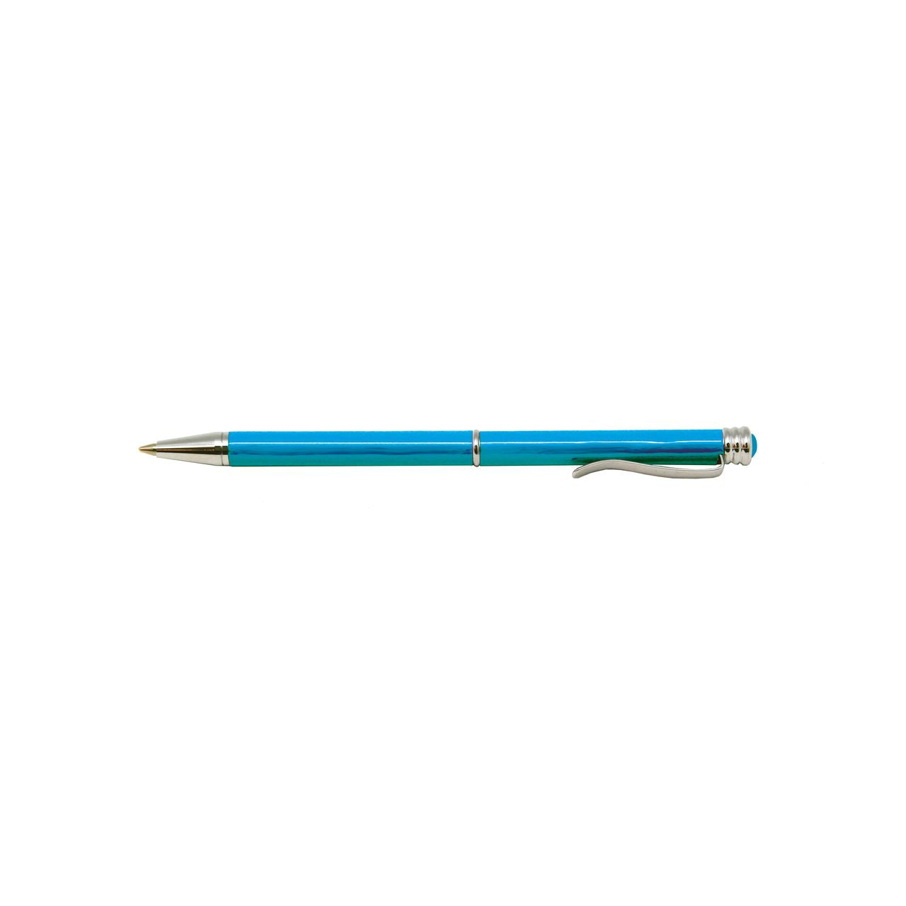 Mini kuglepen turkis med sten