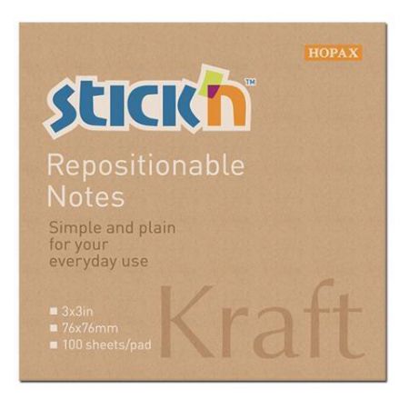 Notesblok 76x76 100 Blad Kraftpapir Brun