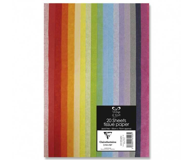 Silkepapir forskellige farver 20 ark 50x70cm 20g.