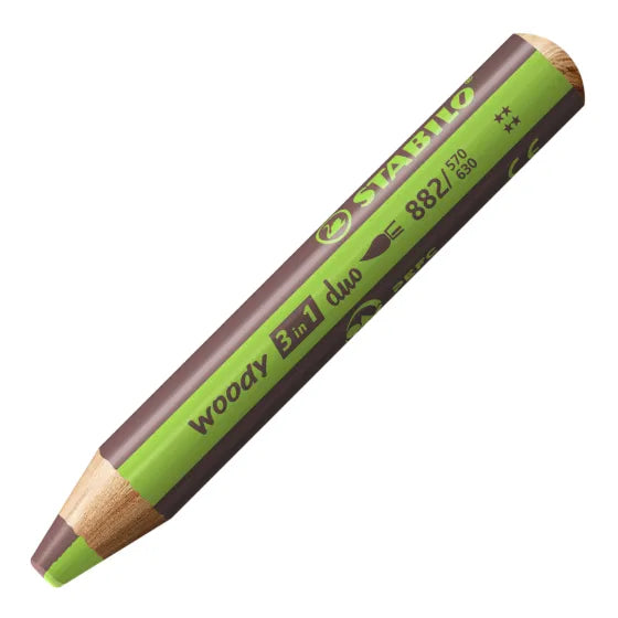 STABILO Woody 3-in-1 Duo – Farveblyant, Voksfarve & Aquarel i Én
