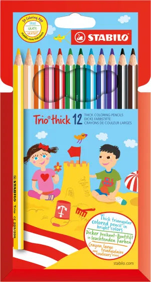 STABILO Trio Thick – Sæt med Trekantede Farveblyanter – 12 Farver