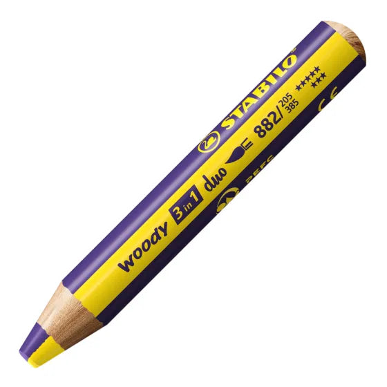 STABILO Woody 3-in-1 Duo – Farveblyant, Voksfarve & Aquarel i Én