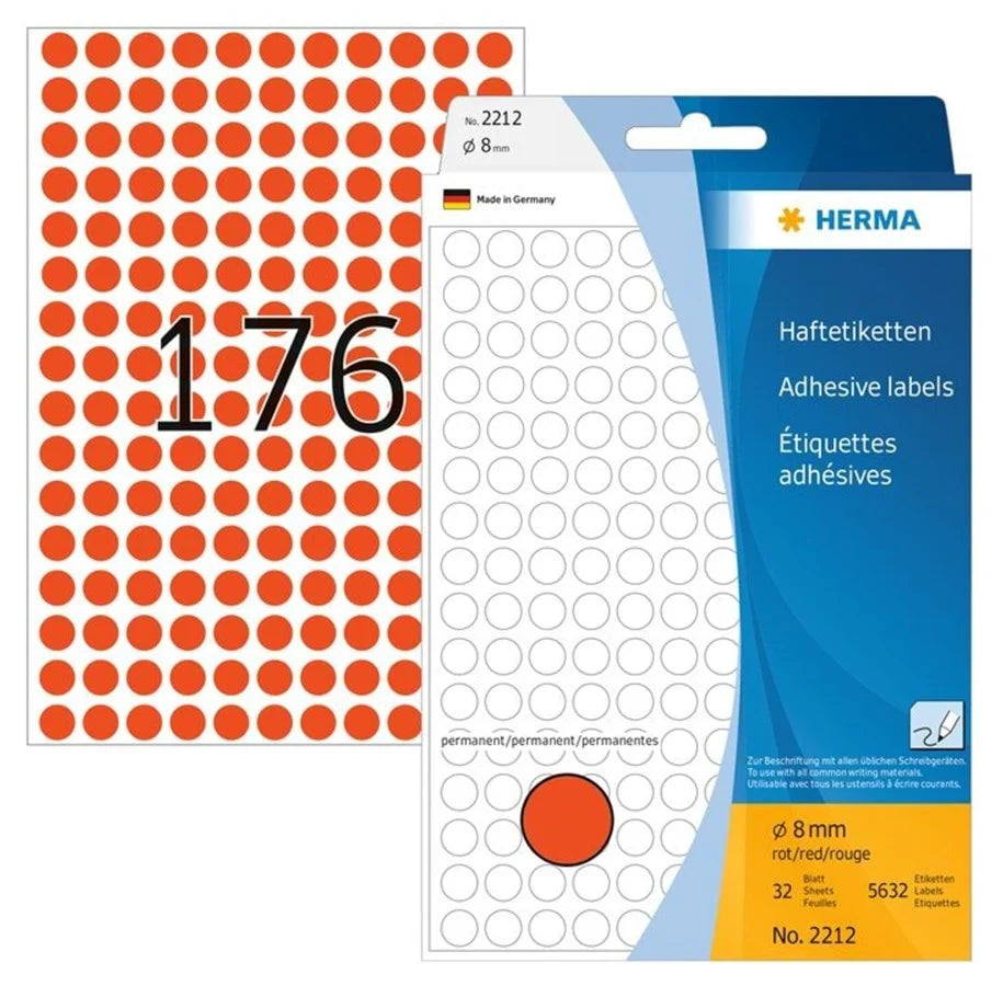 Herma - Runde Etiketter permanent (flere farver og størrelser)