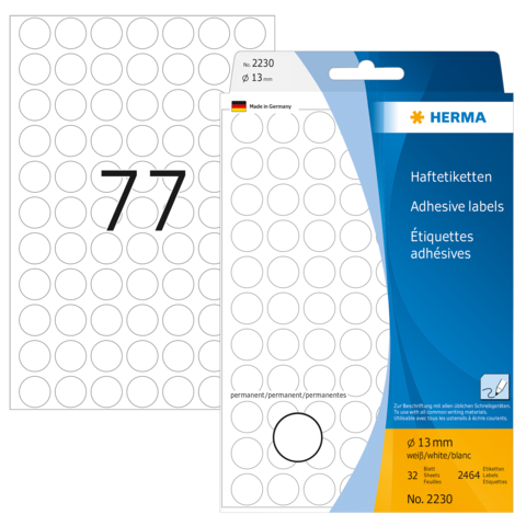 Herma - Runde Etiketter permanent (flere farver og størrelser)