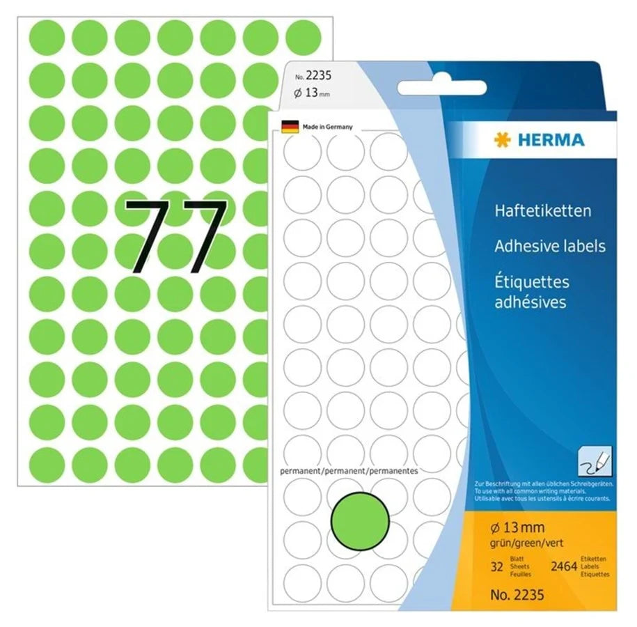 Herma - Runde Etiketter permanent (flere farver og størrelser)