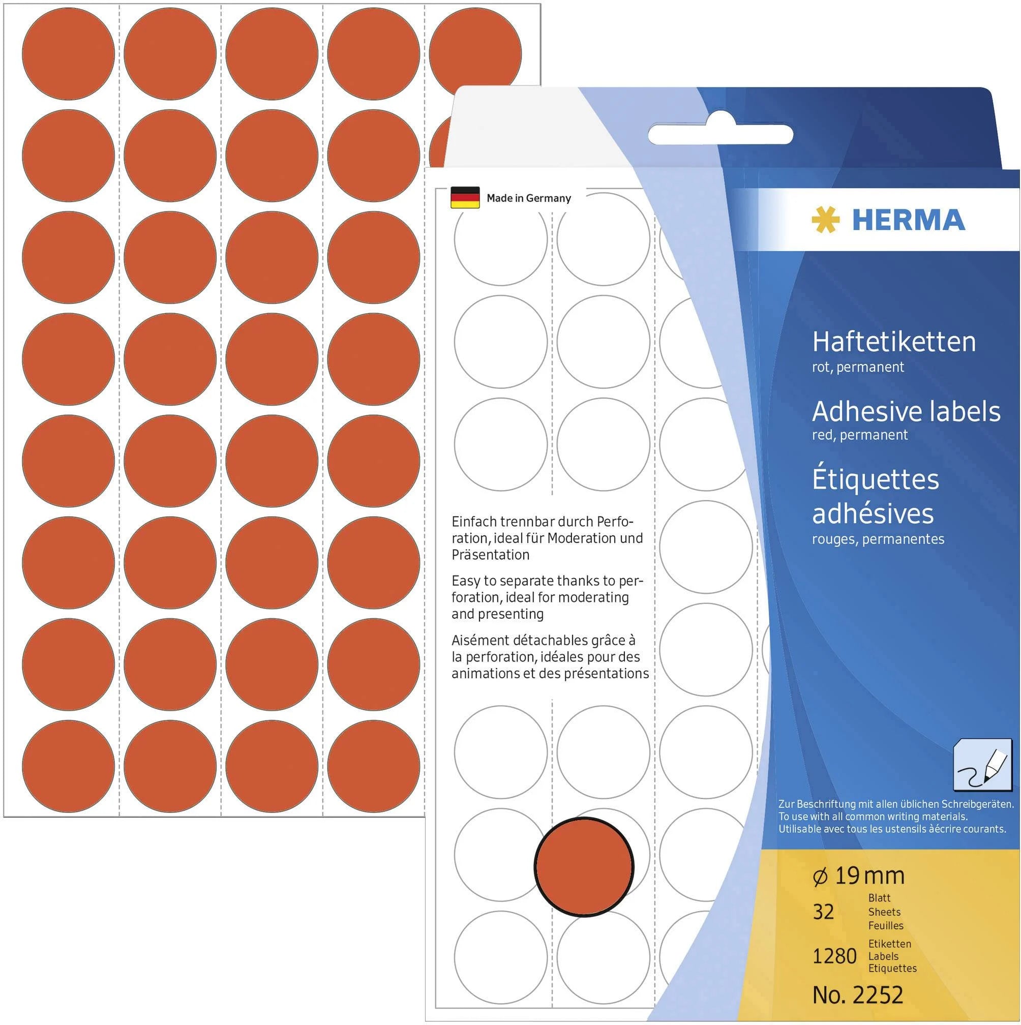 Herma - Runde Etiketter permanent (flere farver og størrelser)