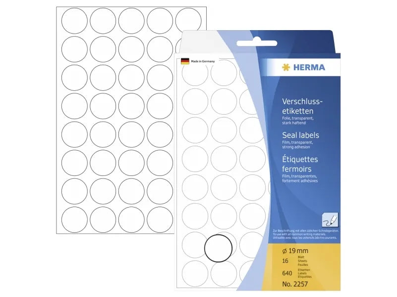 Herma - Runde Etiketter permanent (flere farver og størrelser)
