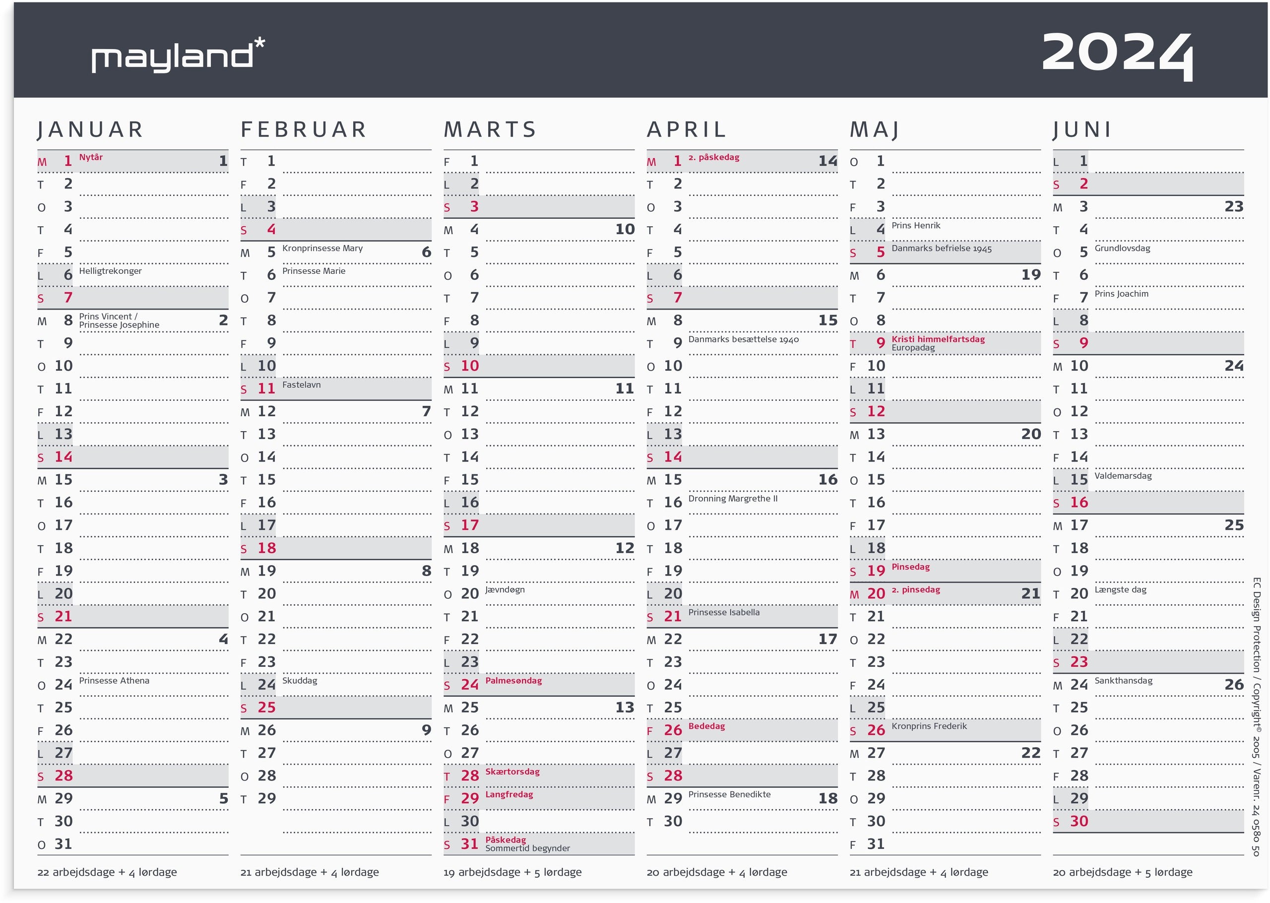 Kontorkalender Moderne A5 2024