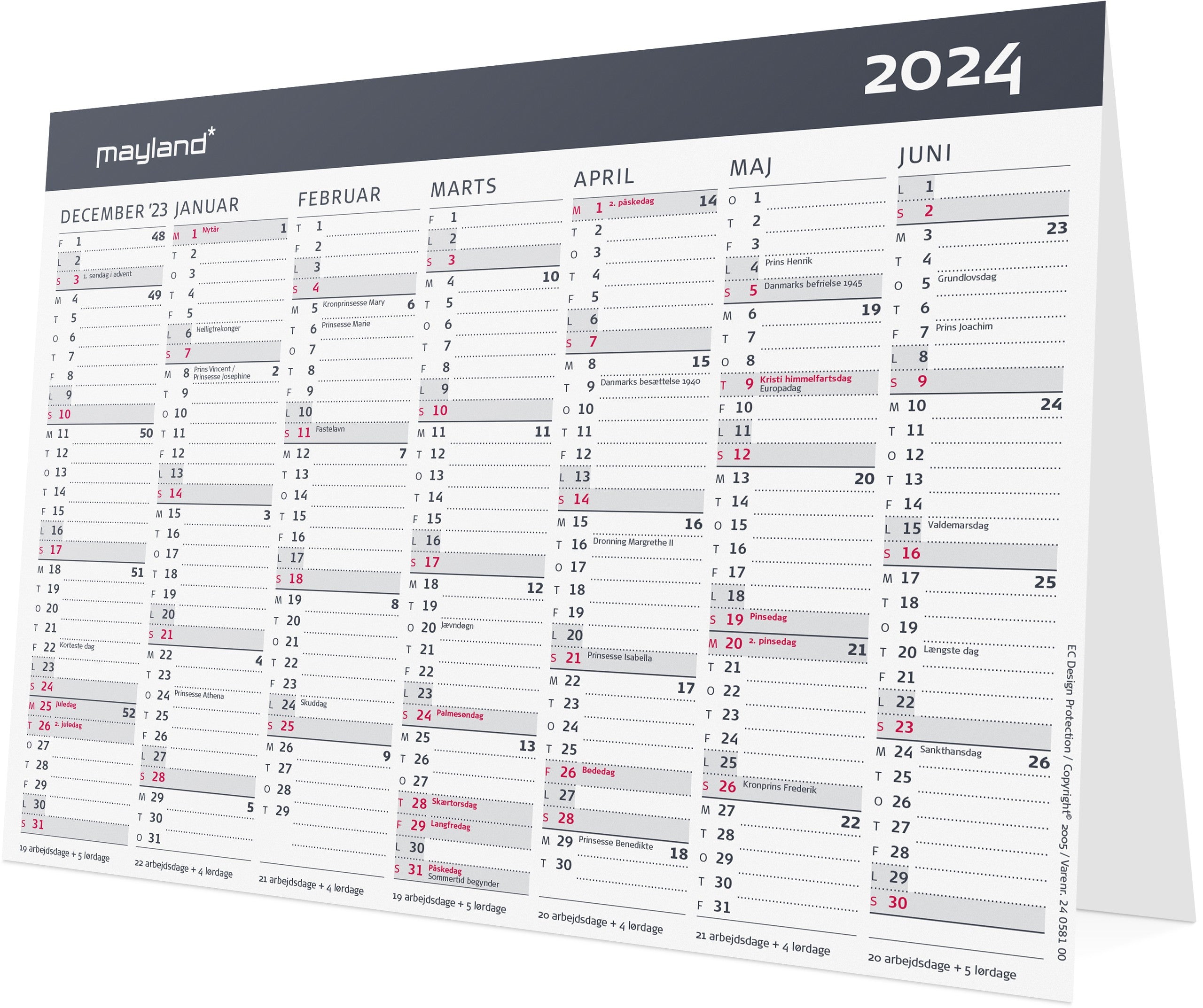 Kontor-bordkalender Moderne A5 2024