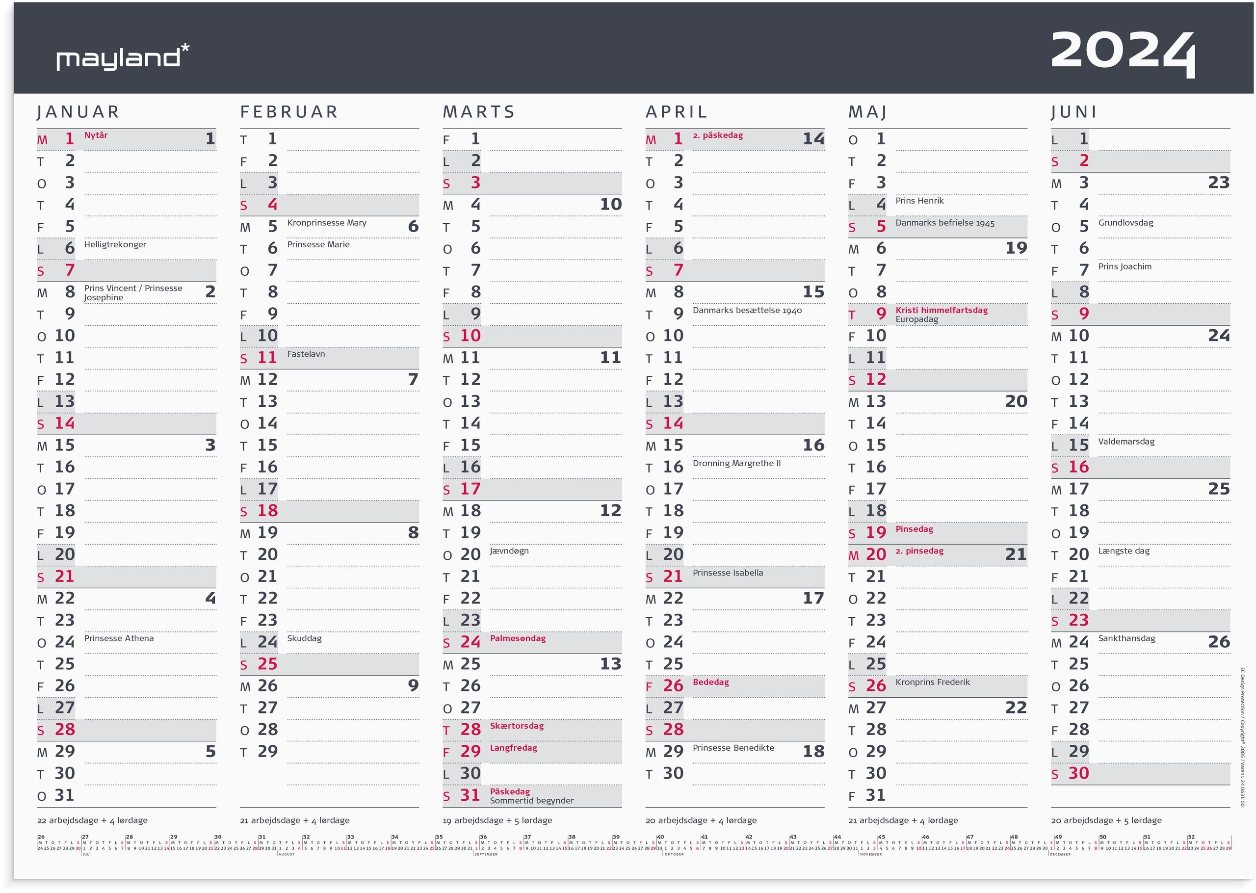 Kontorkalender Moderne A3 2024