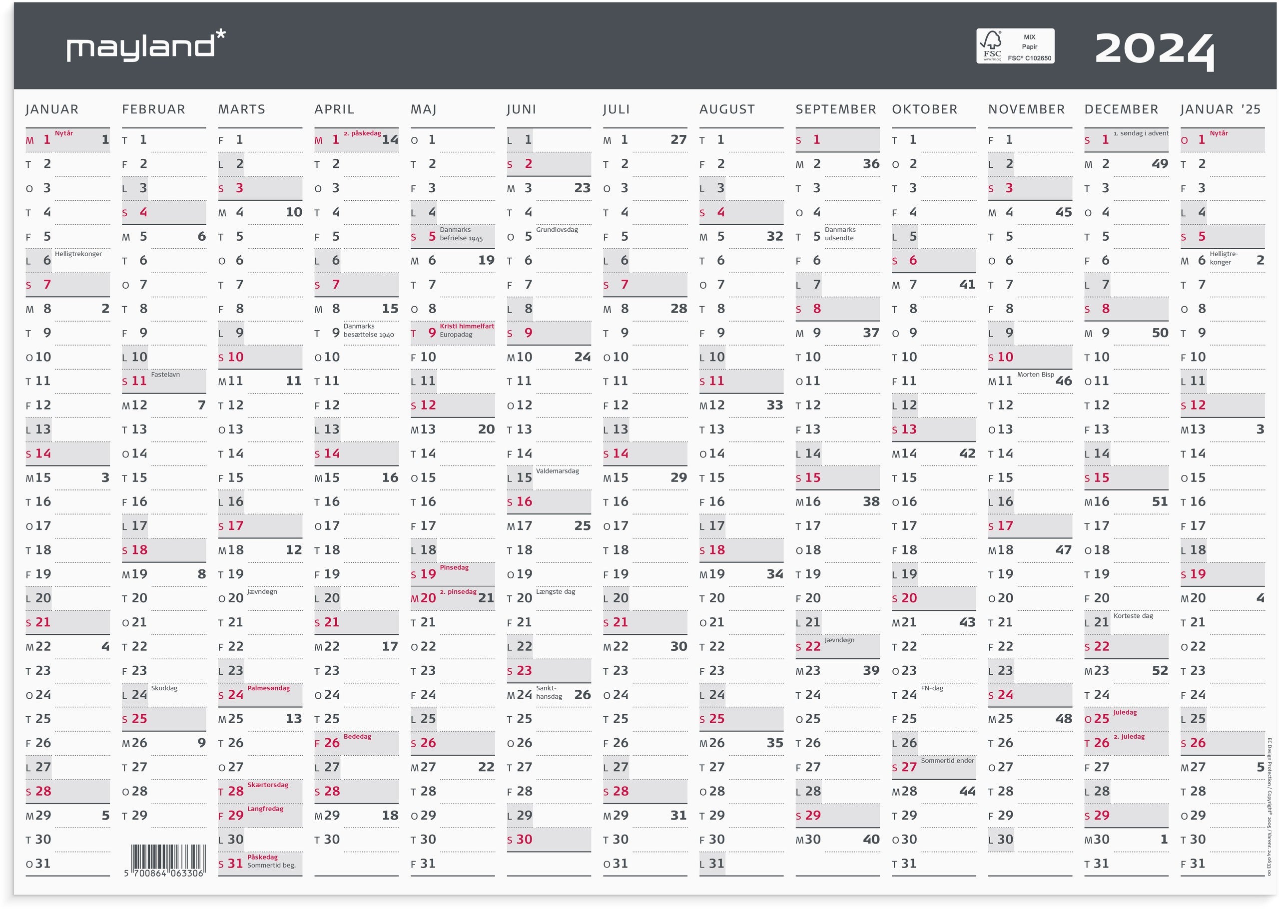 Kontorkalender Moderne A3 1x13 mdr. 2024