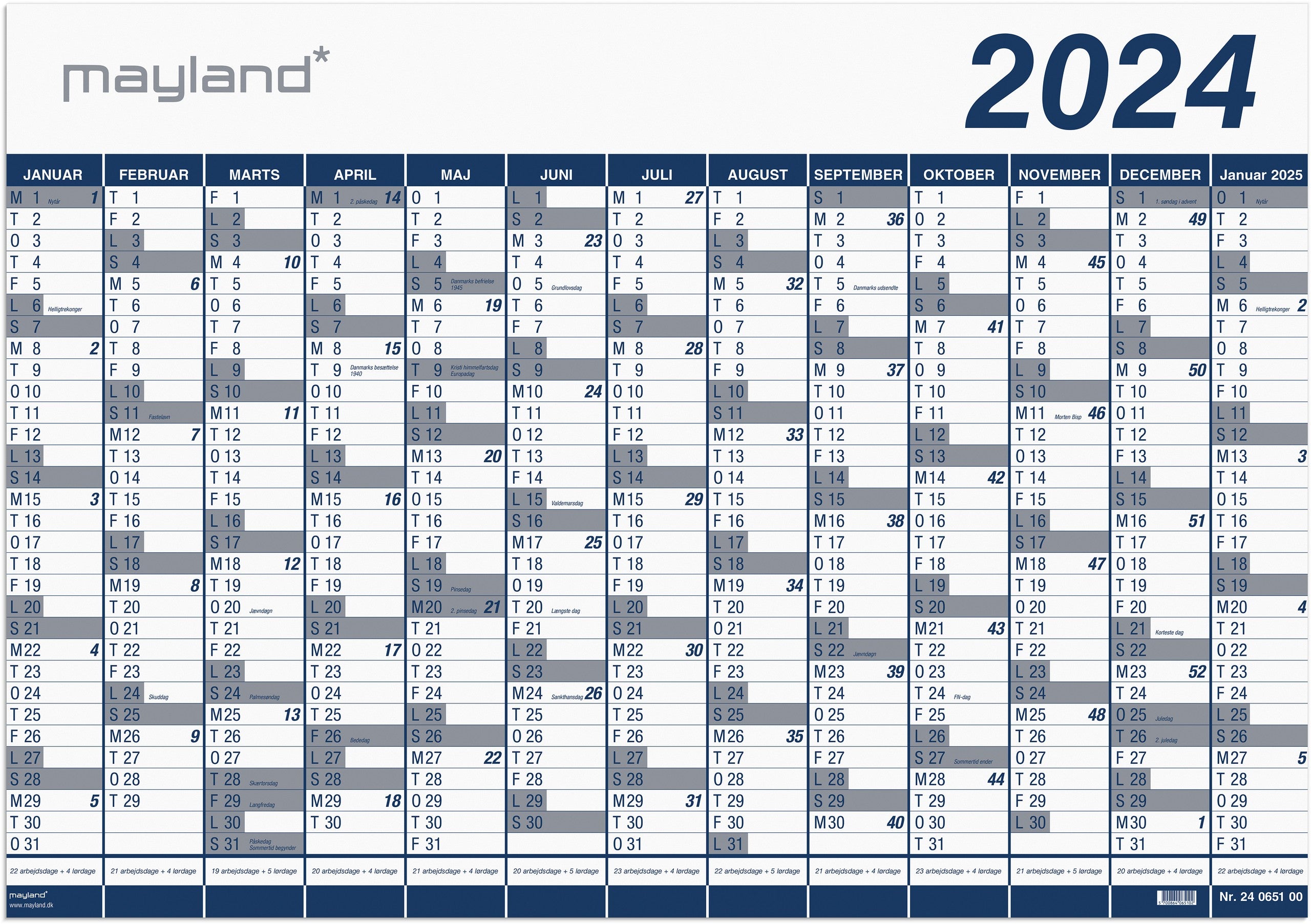 Kæmpekalender 1x13 mdr. PP-plast rør 2024