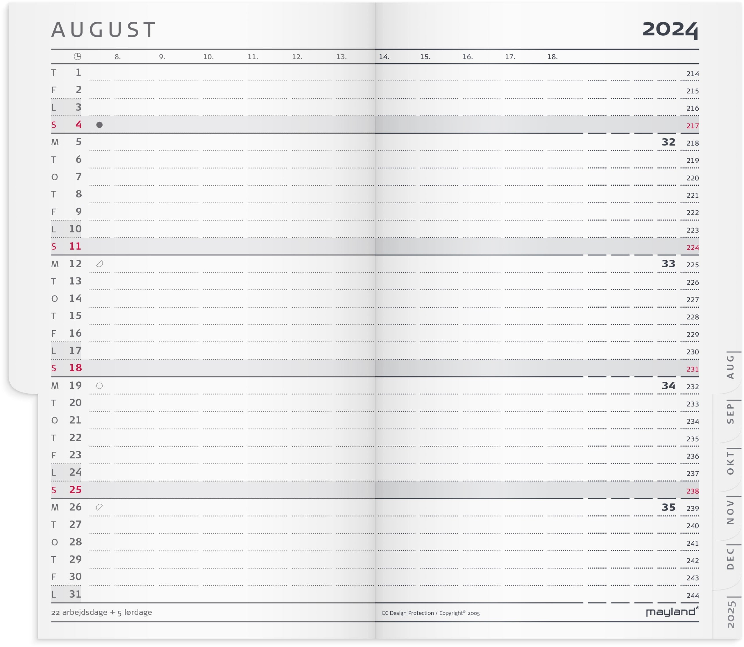 Index Planner mini månedskalender REFILL 2024