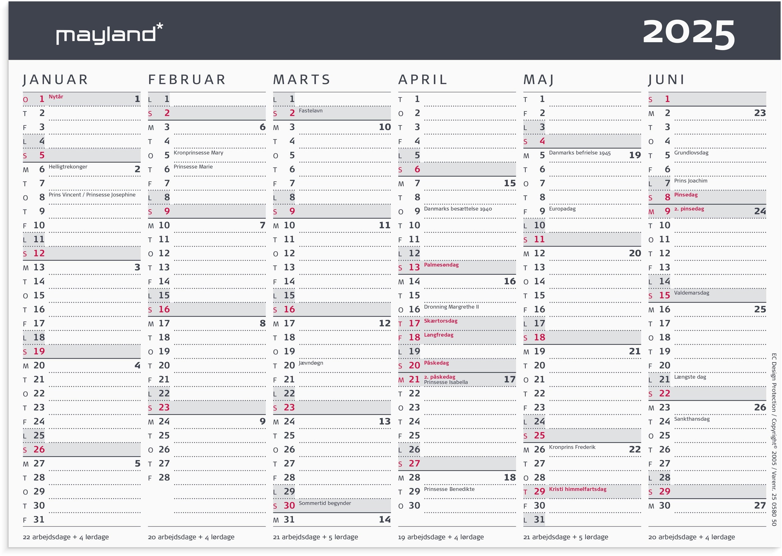 Kontorkalender Moderne A5 2025