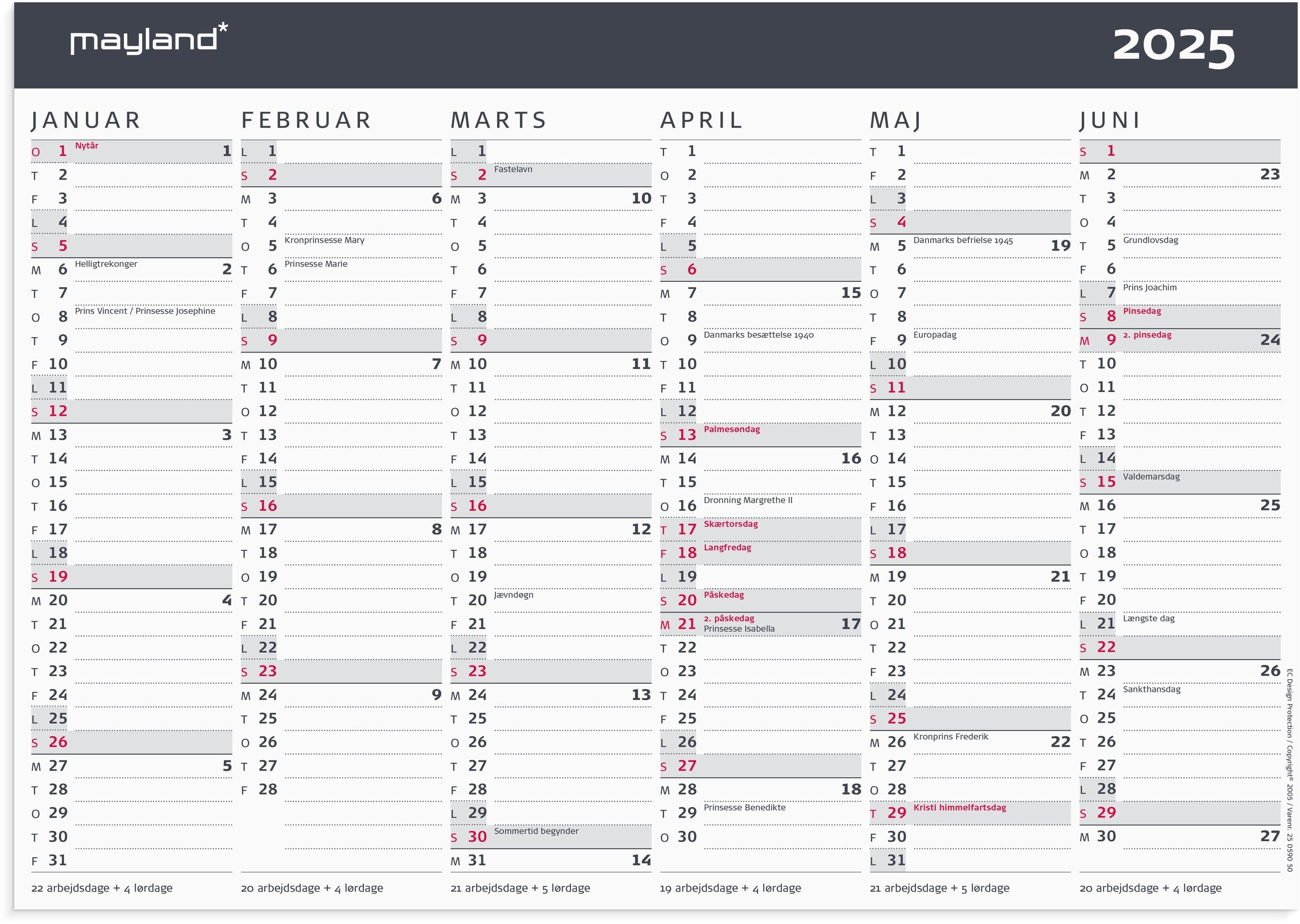 Kontorkalender Moderne A4 2025