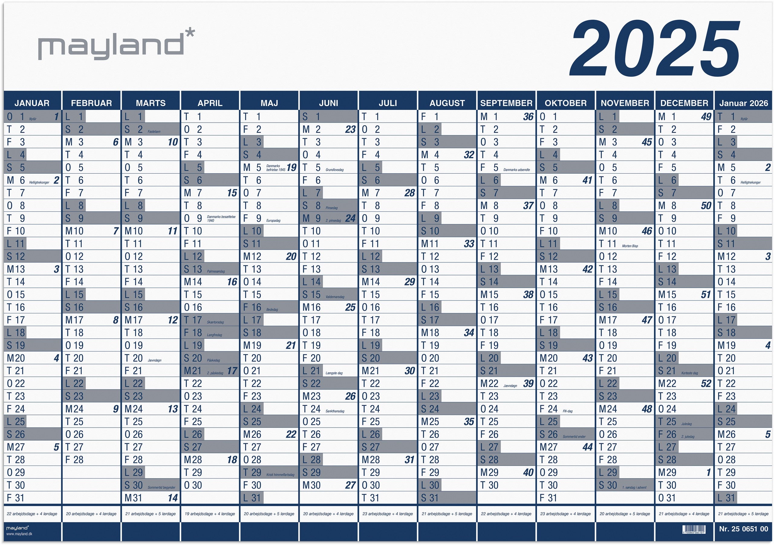 Kæmpekalender 1x13 mdr. PP plast rør 2025