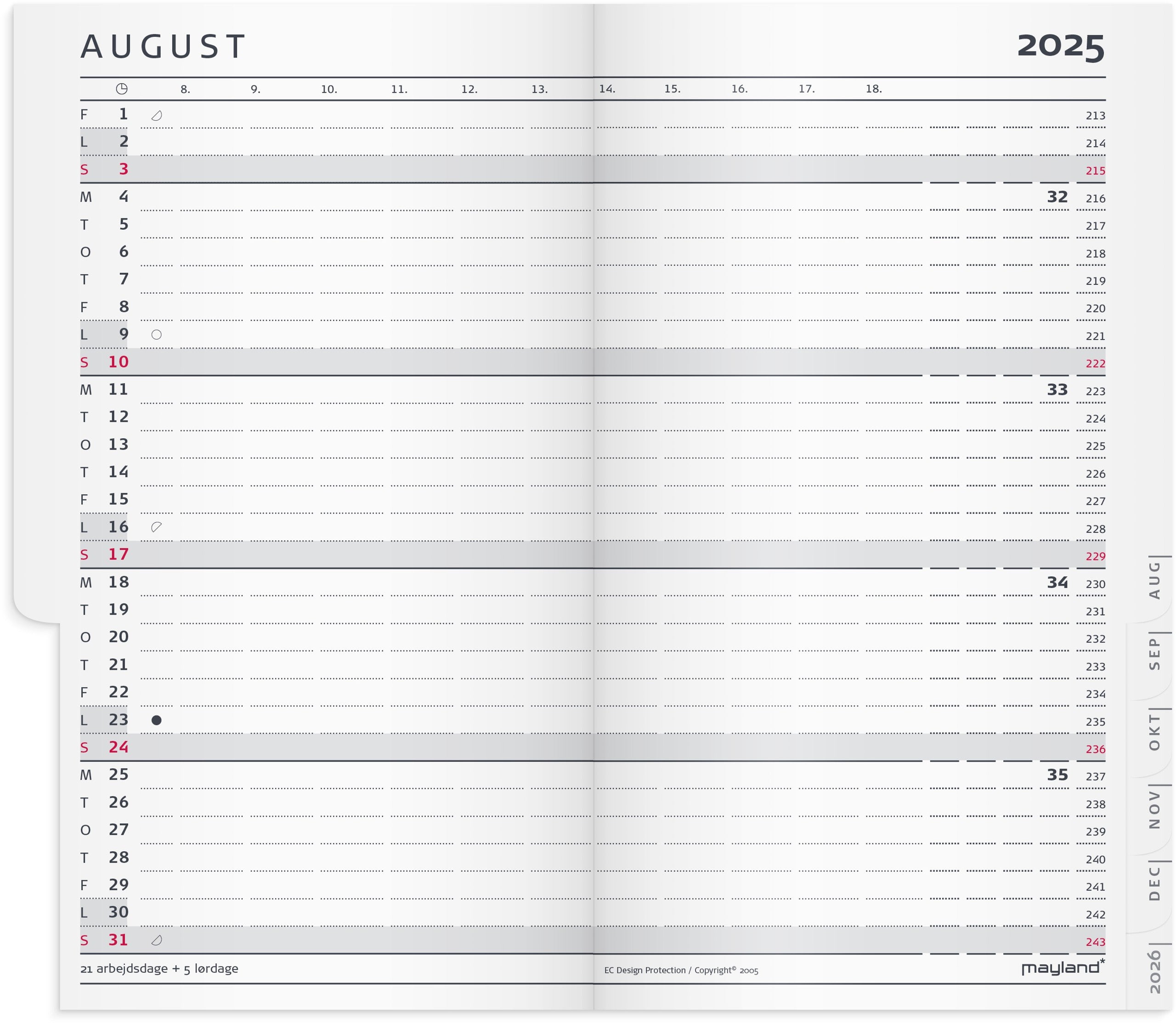 Index Planner mini månedskalender REFILL 2025