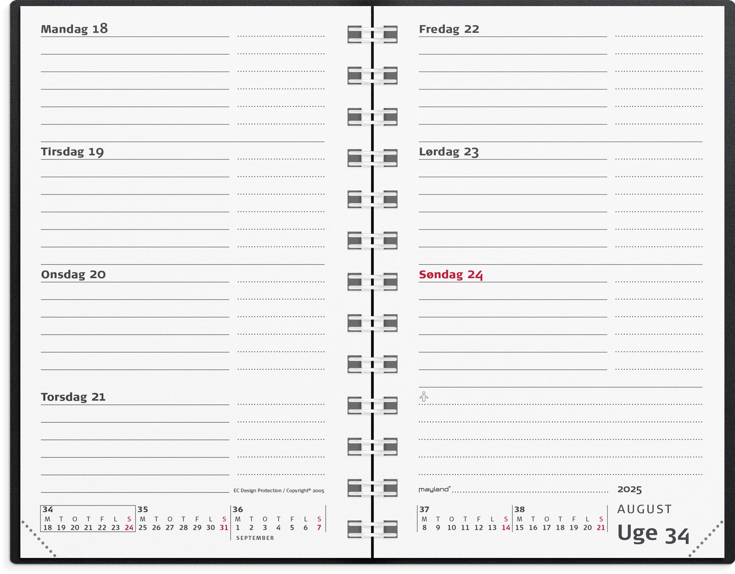 Mini Planner ugekalender sort vinyl 2025