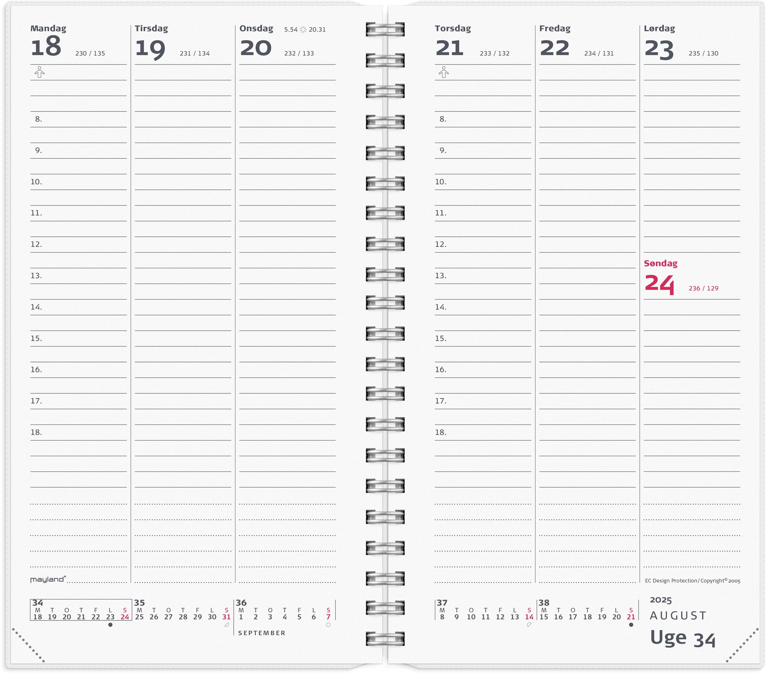 Week Planner højformat m/4 illu. 2025