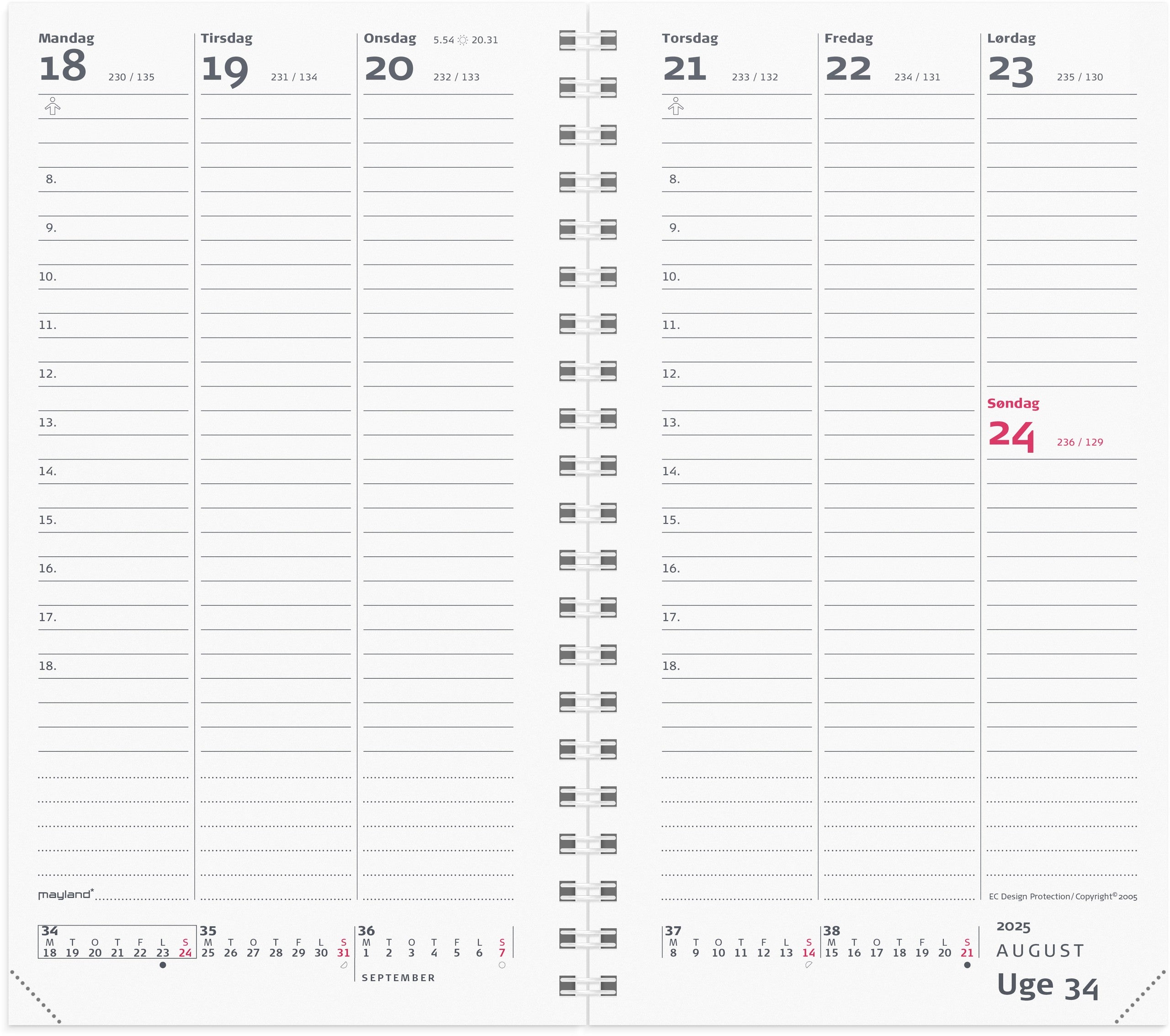 Week Planner højformat REFILL 2025