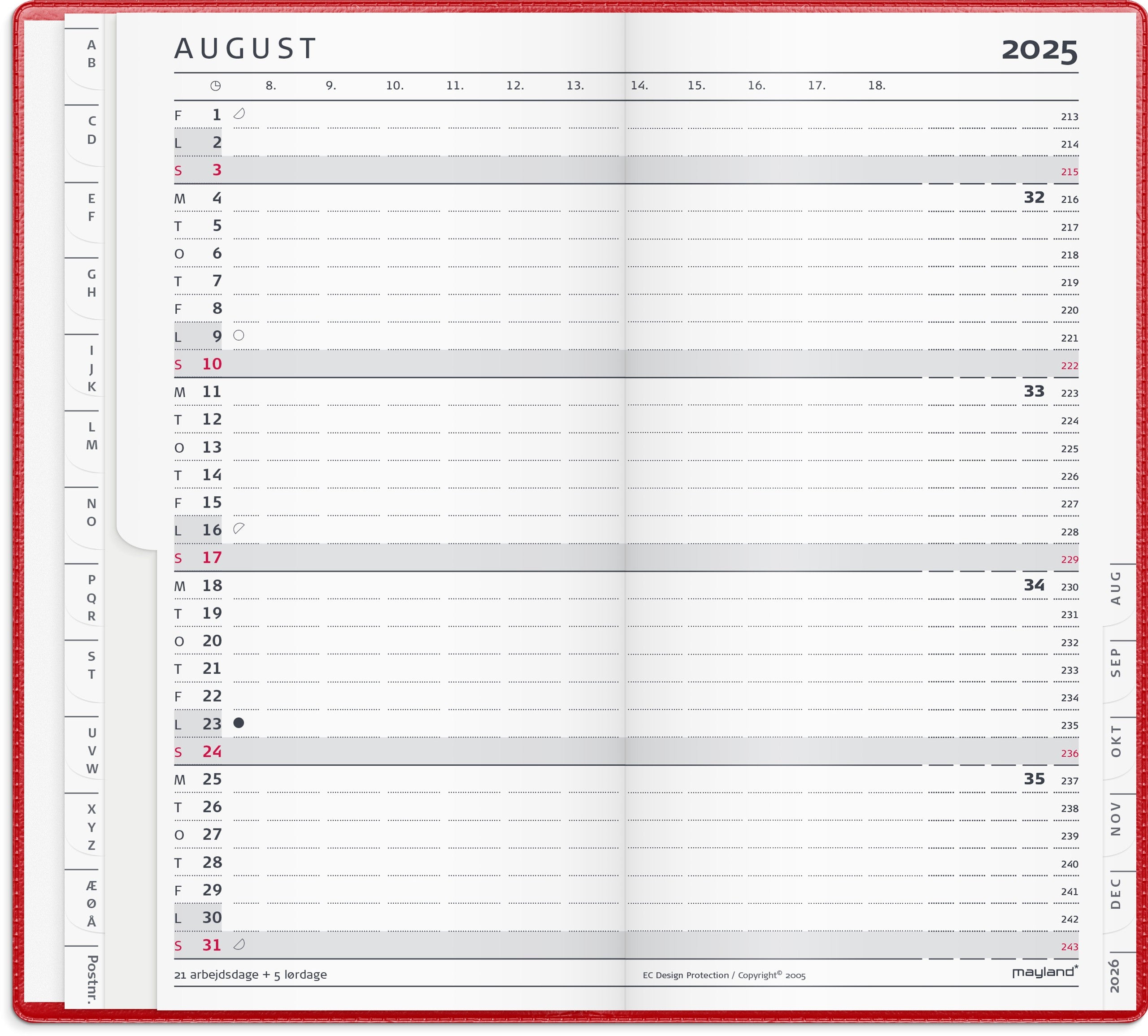 Index Planner månedskalender rød vinyl 2025