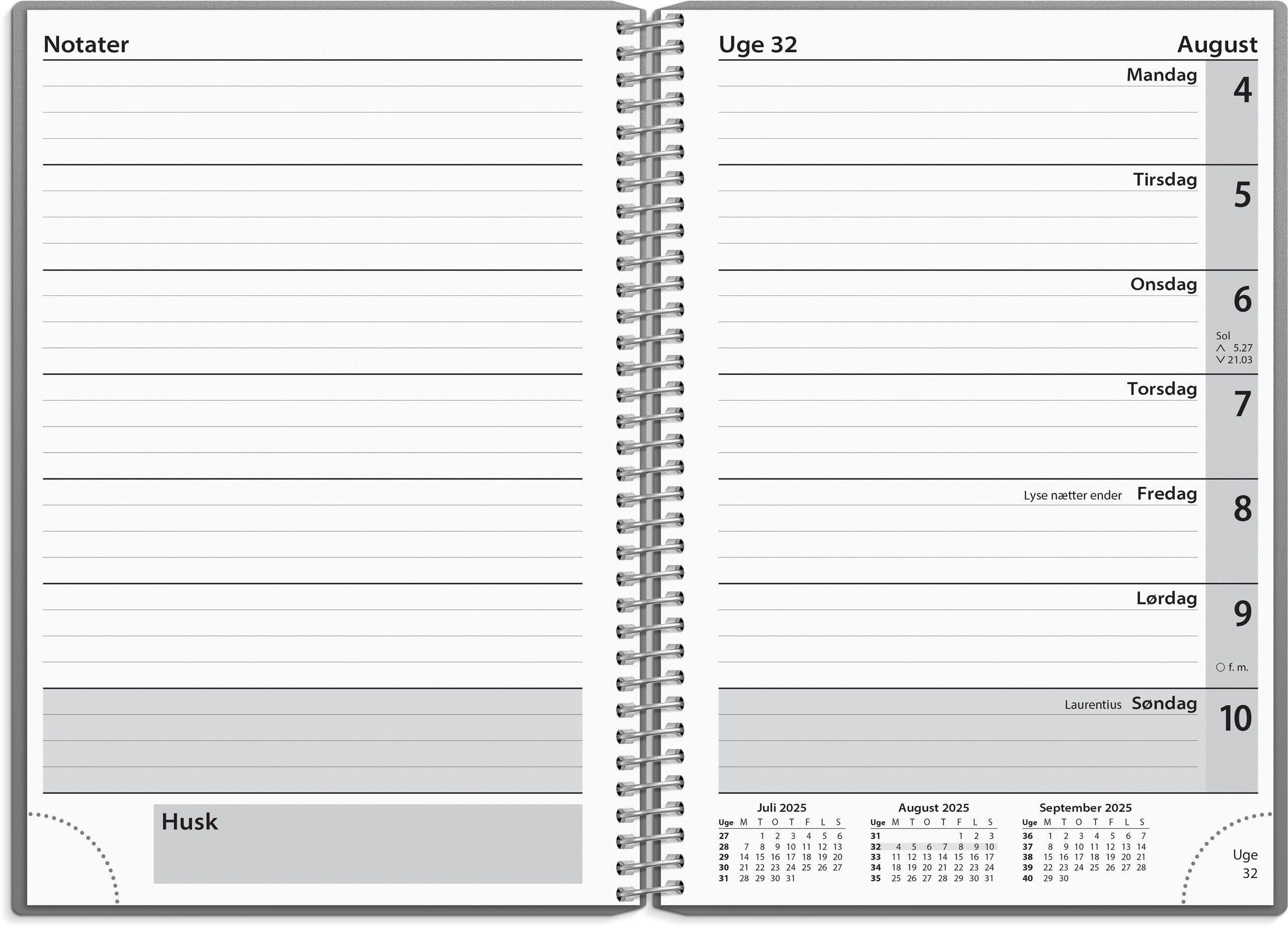 Ugekalender tværformat grå PP plast 2025
