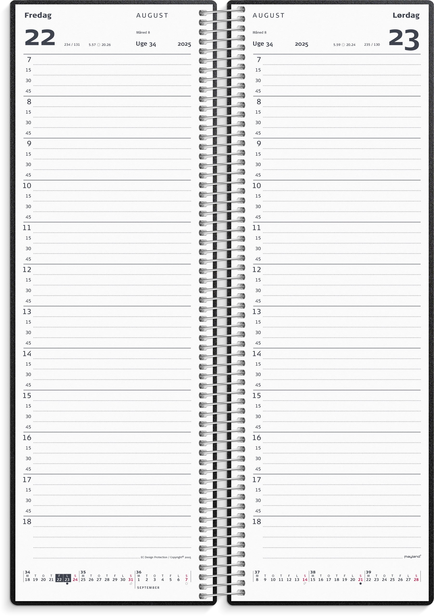 Spiralnoteringskalender dag sort PP plast 2025