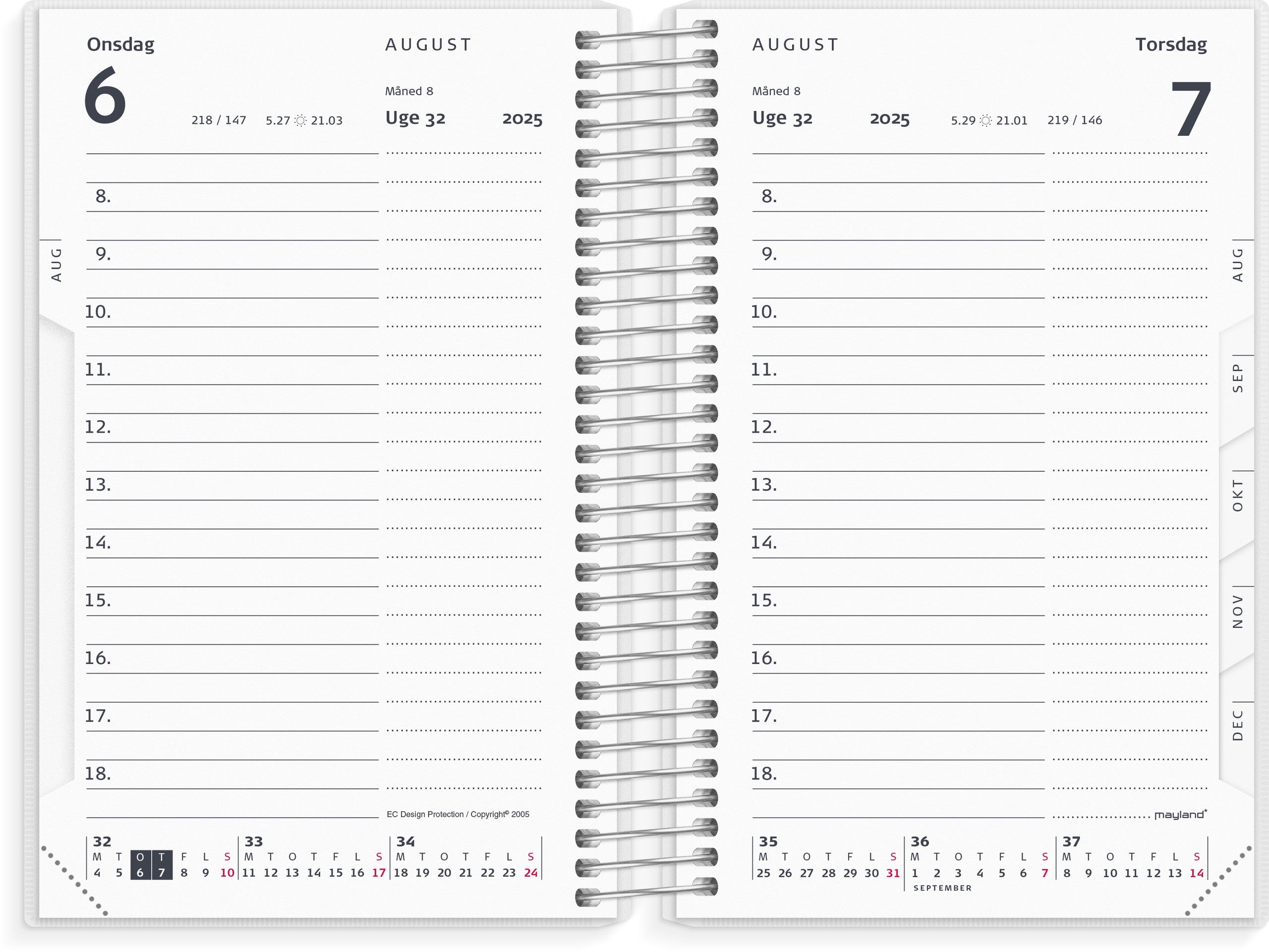 Mini dagkalender m/4 illu. PP plast 2025