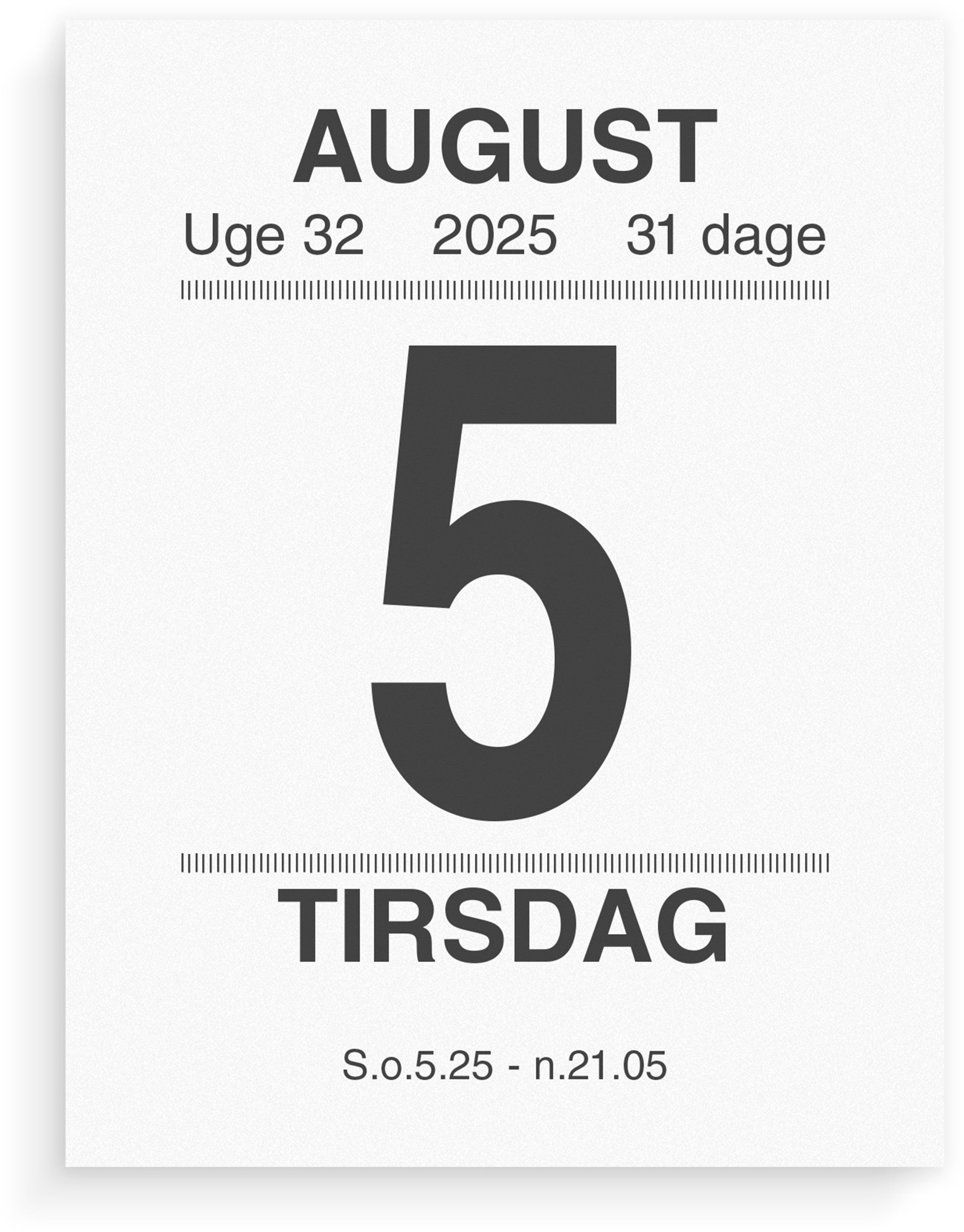 Broderikalender m/split og bagsidetekst 2025