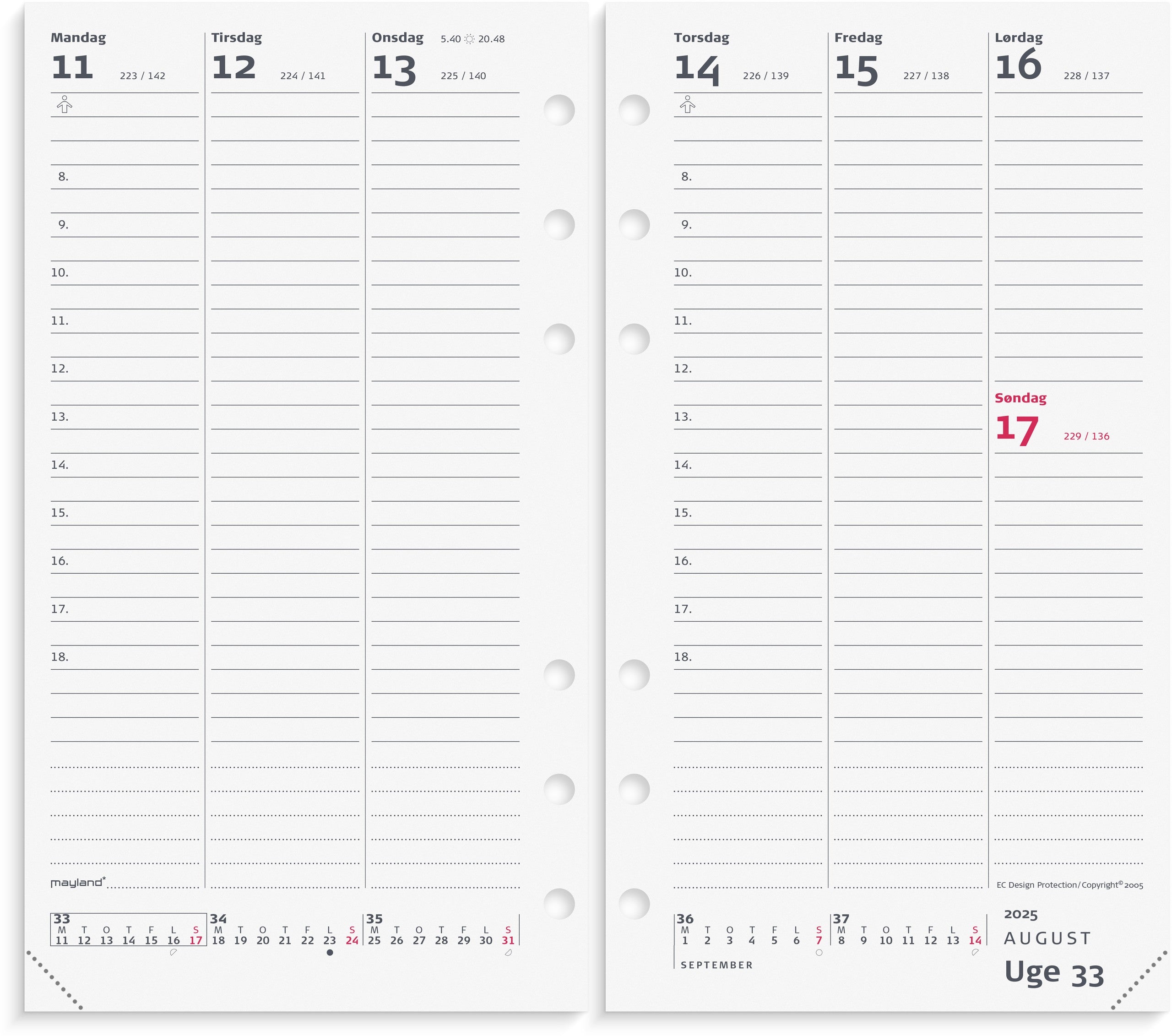 System PP ugekalender højformat sort skind 2025