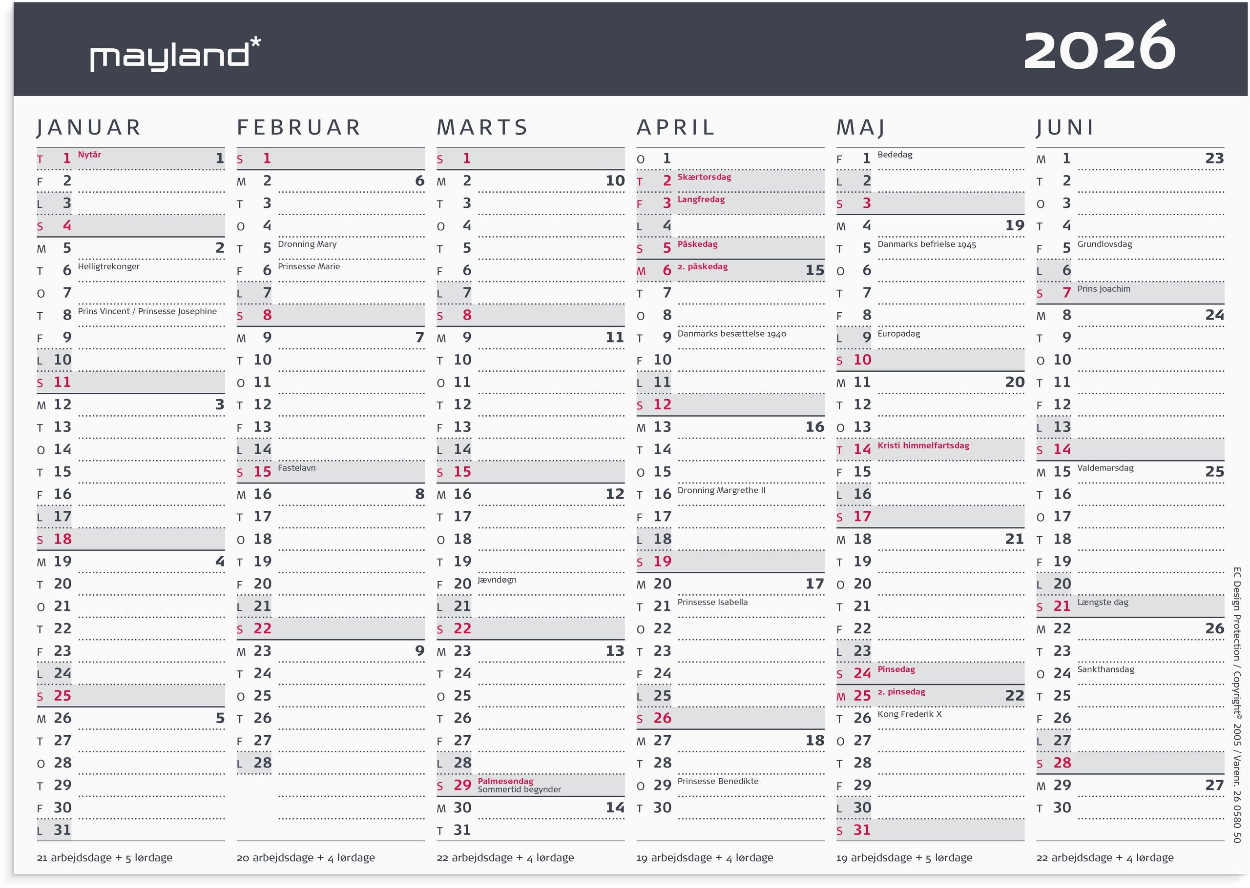 Kontorkalender Moderne A5 2026