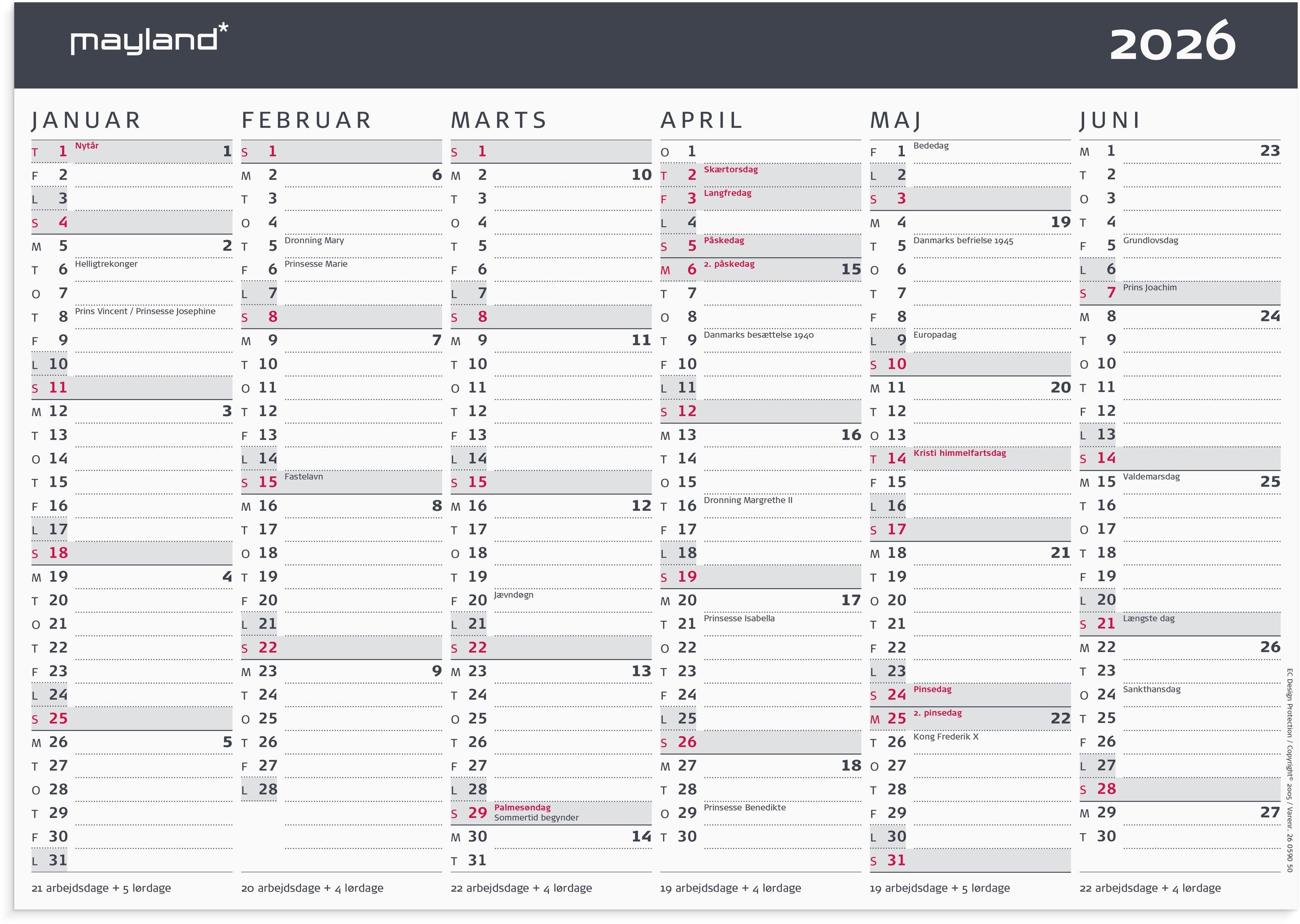 Kontorkalender Moderne A4 2026