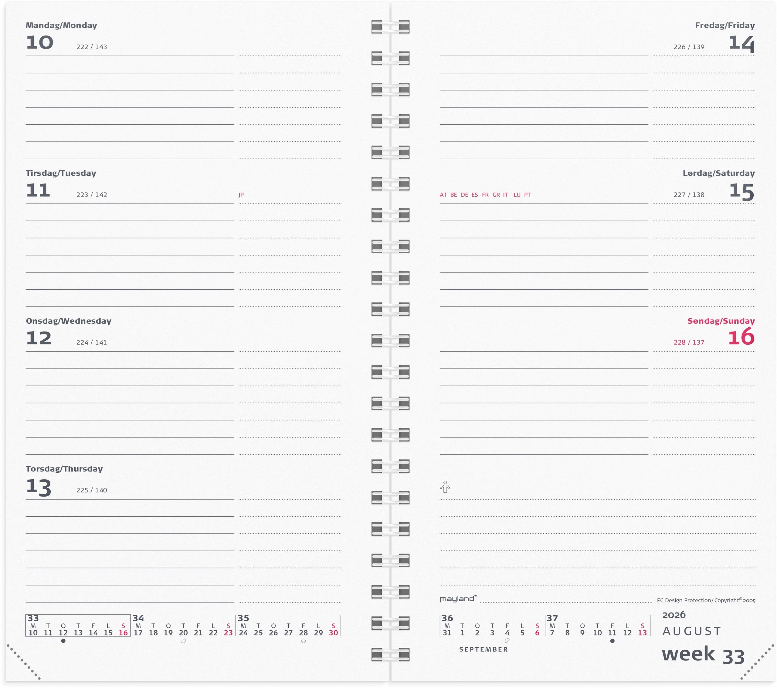 Week Planner International tværformat REFILL 2026