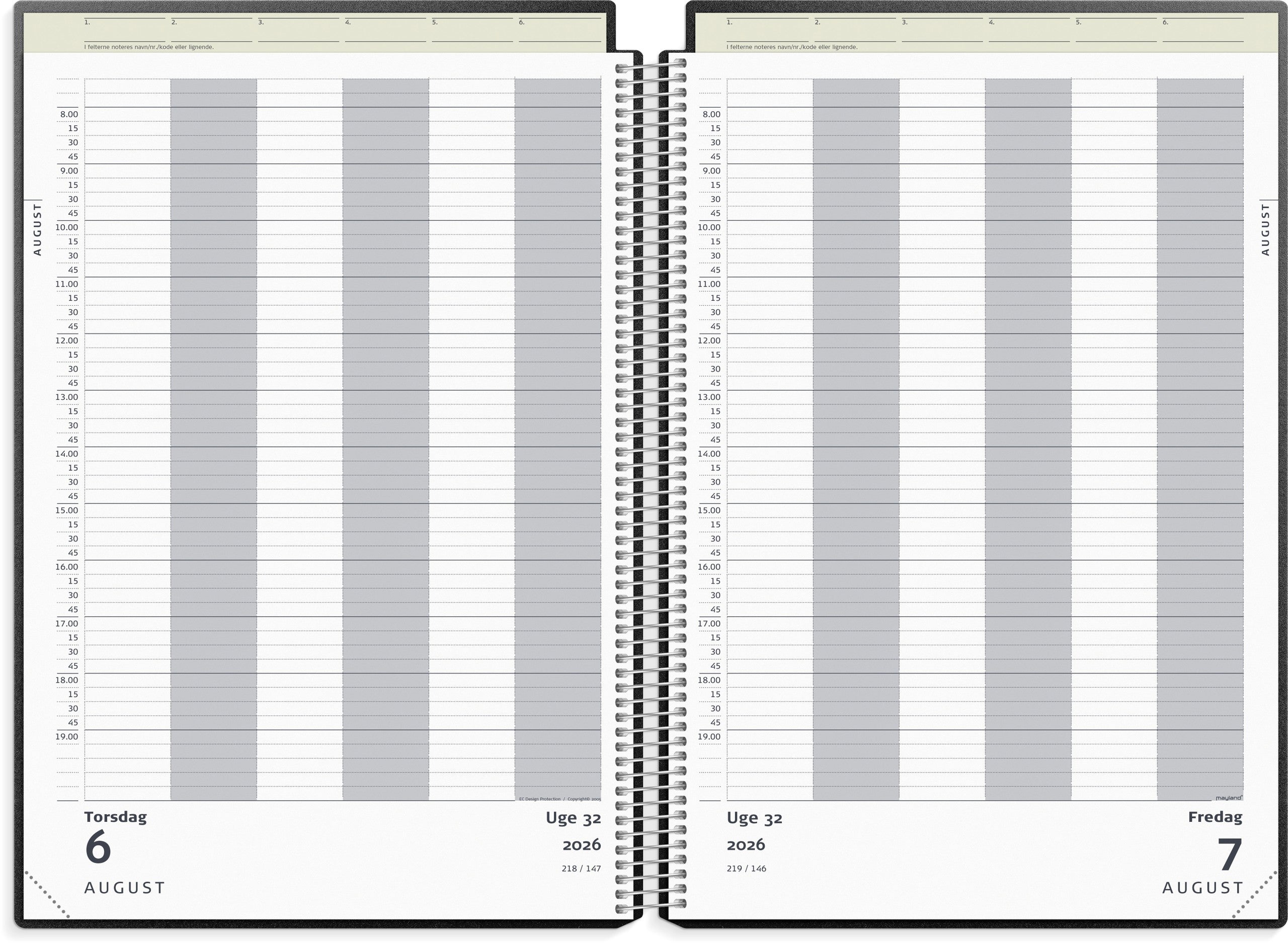 Aftalekalender A4 dag sort PP plast 2026