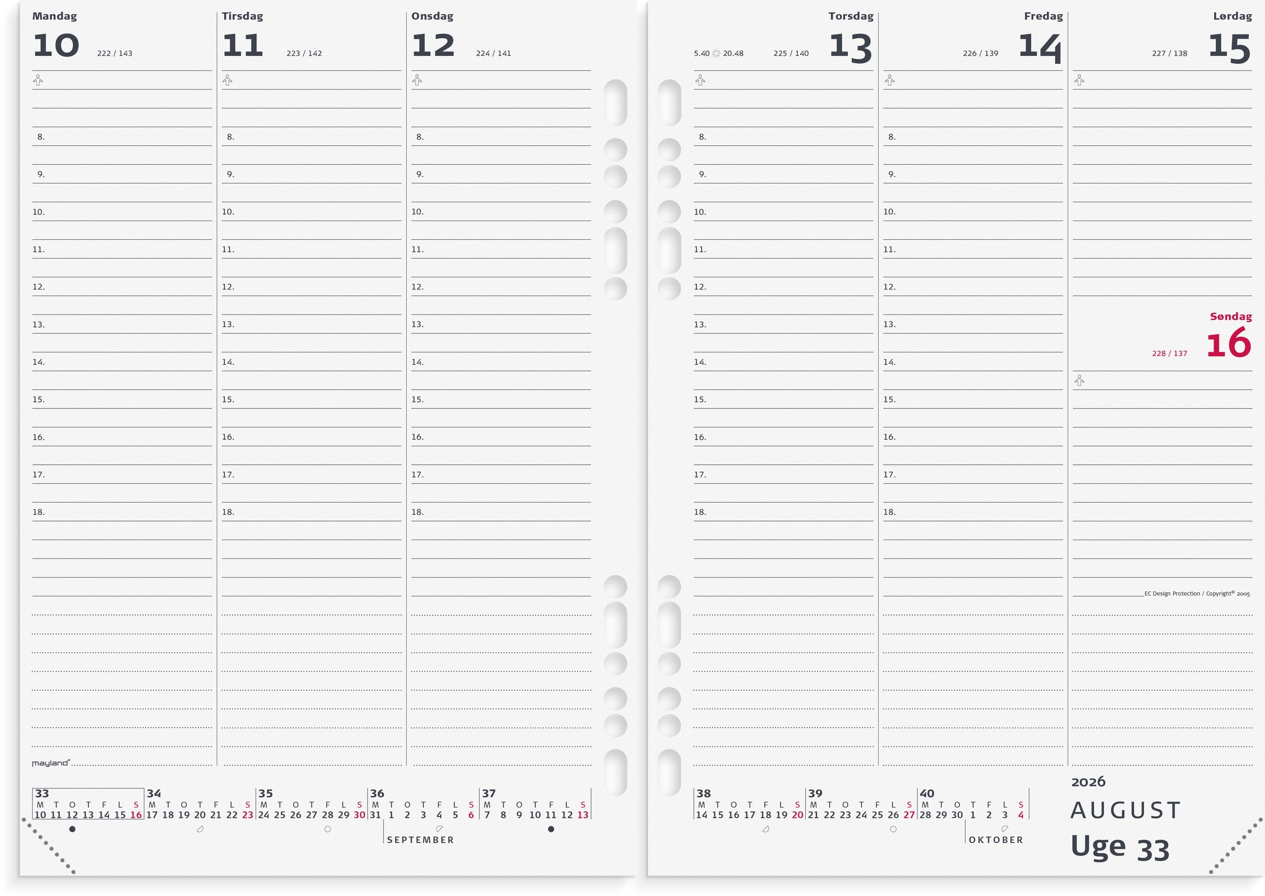 System A5 ugekalender højformat REFILL 2026