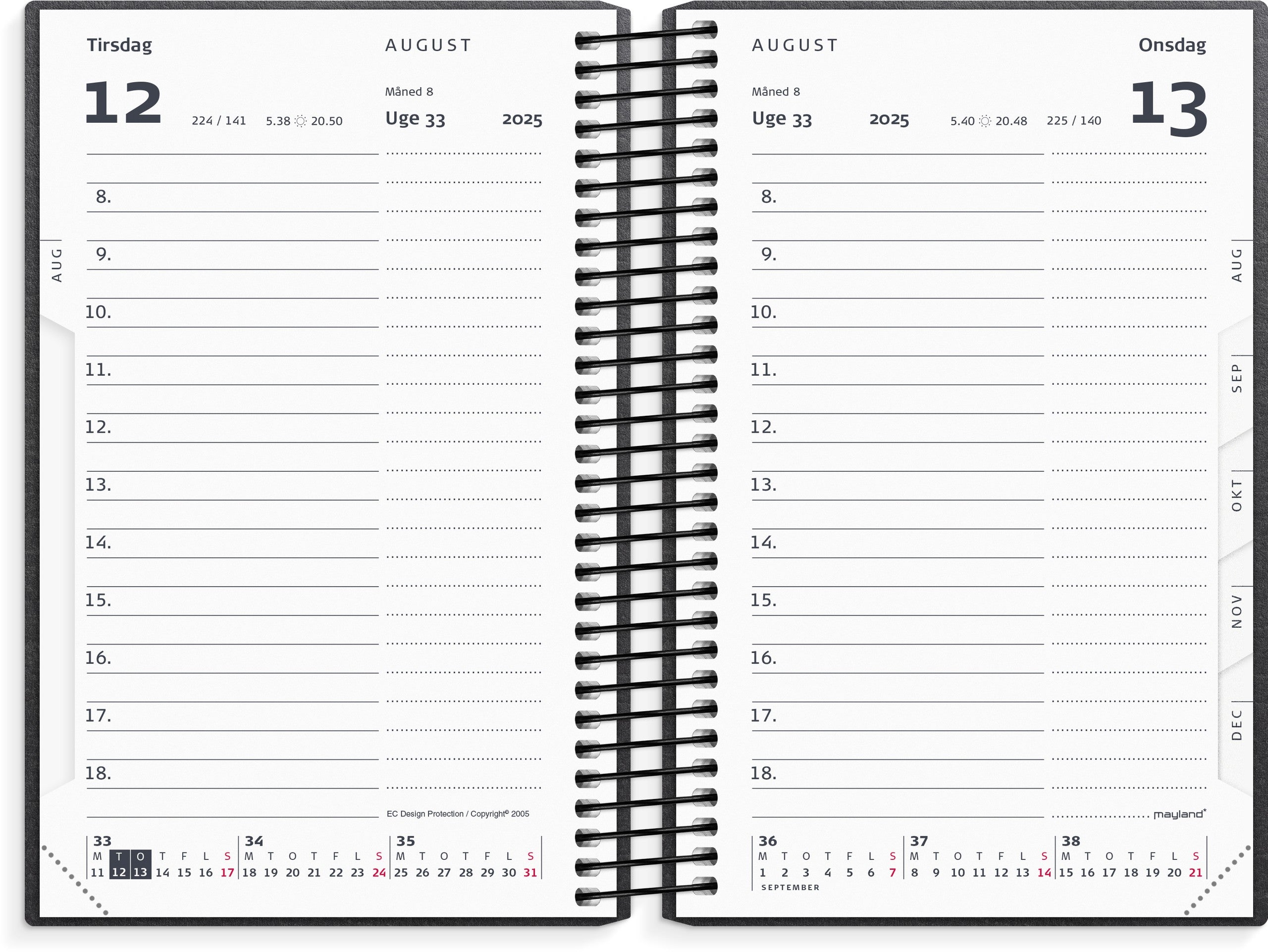 Studie Mini dagkalender sort genbrugskarton 2025/2026