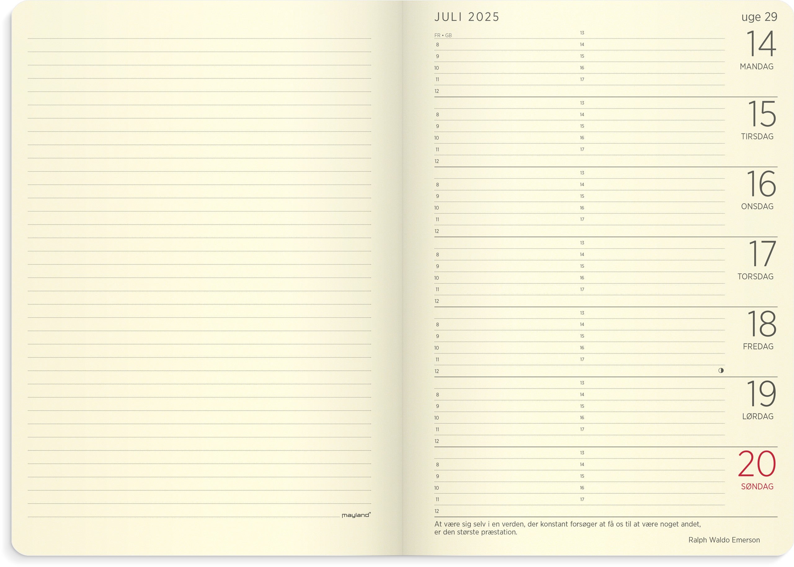 Studie A5 Forma Deluxe ugekalender tværf. brun kunstskind 2025/2026
