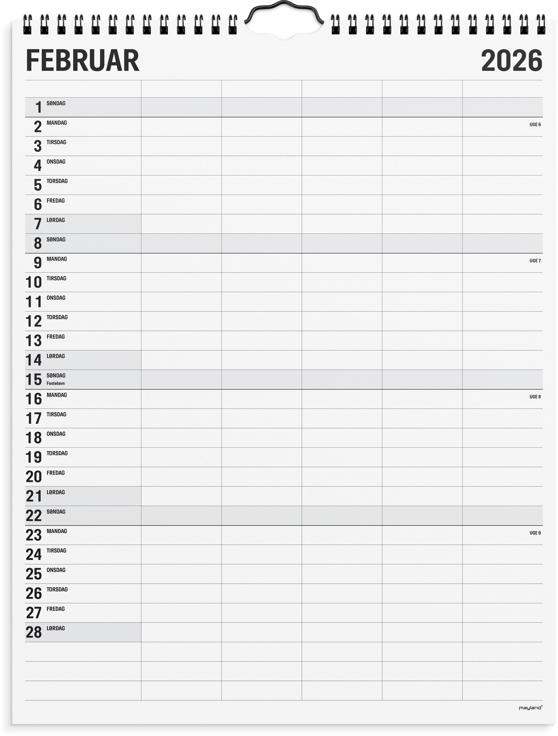 Studie Familiekalender Black and White 5 kol. 2025/2026